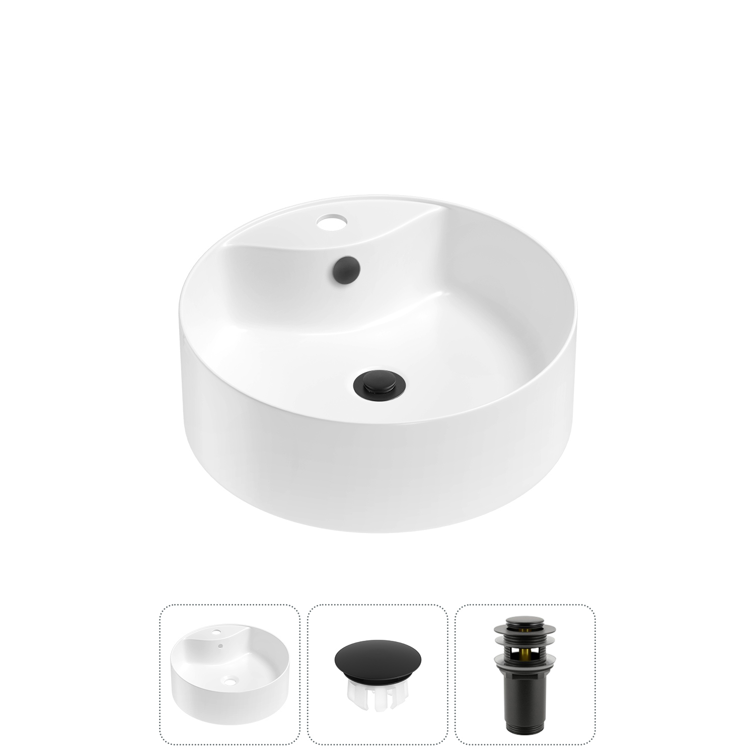 Изображение товара Раковина Wellsee Praxis 20216963R 46см белая глянцевая с переливом