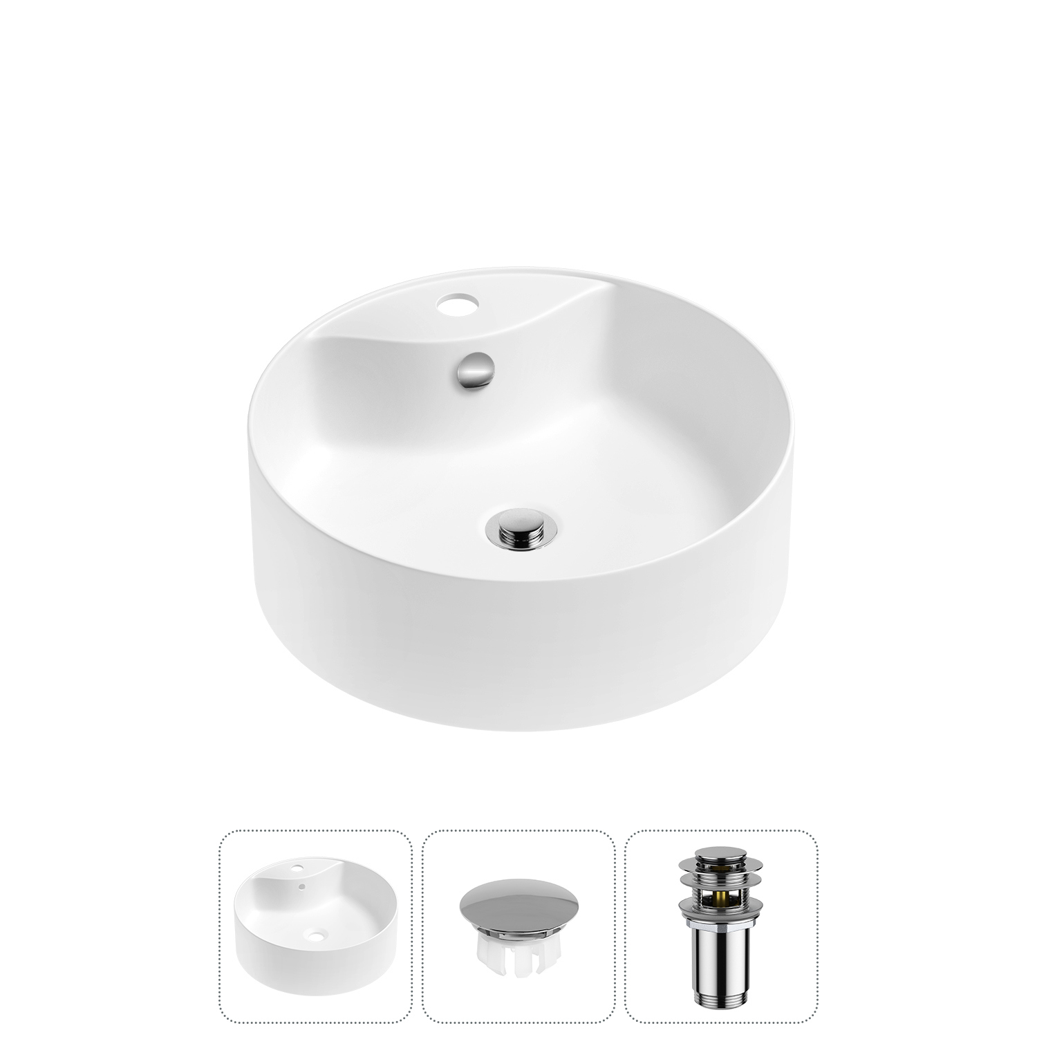 Изображение товара Раковина Wellsee praxis 40 см 3 в 1 с заглушкой и донным клапаном Польша