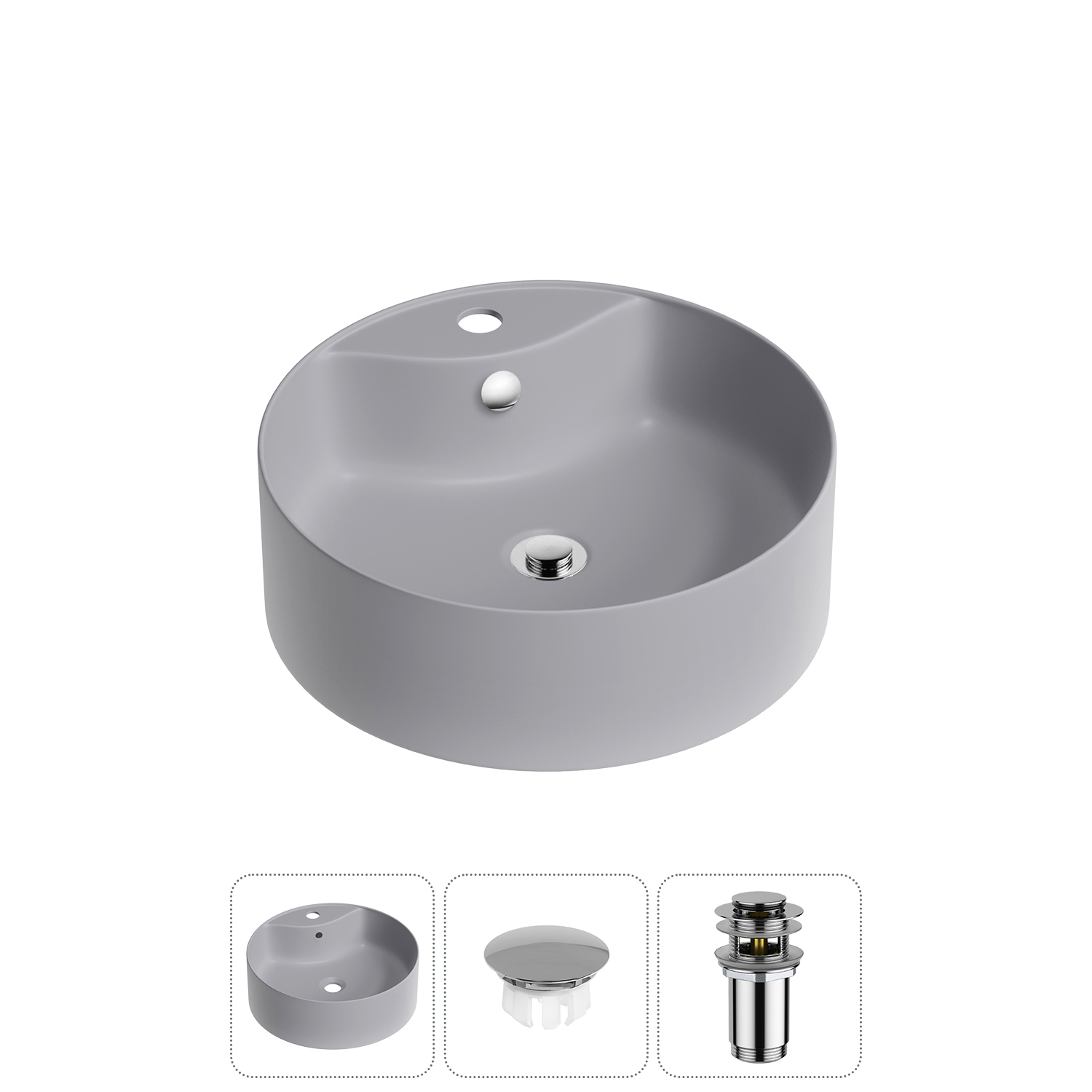 Изображение товара Раковина Wellsee praxis 20216983R 46см с заглушкой и донным клапаном