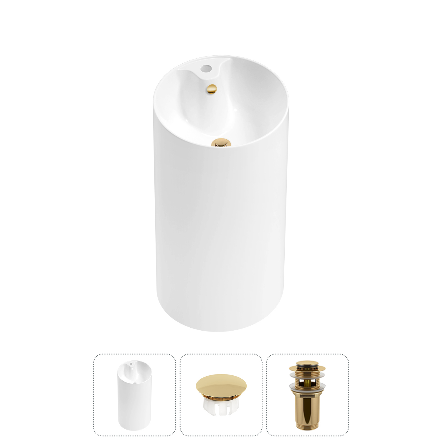 Изображение товара Раковина Wellsee callipy art 20217200R 42см белая с заглушкой и клапаном