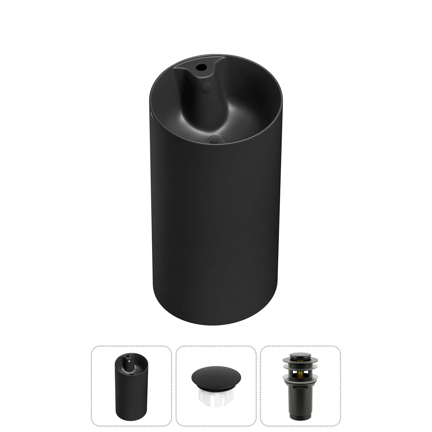 Изображение товара Раковина Wellsee Callipy Art 20217202R 42см черная матовая с заглушкой перелива