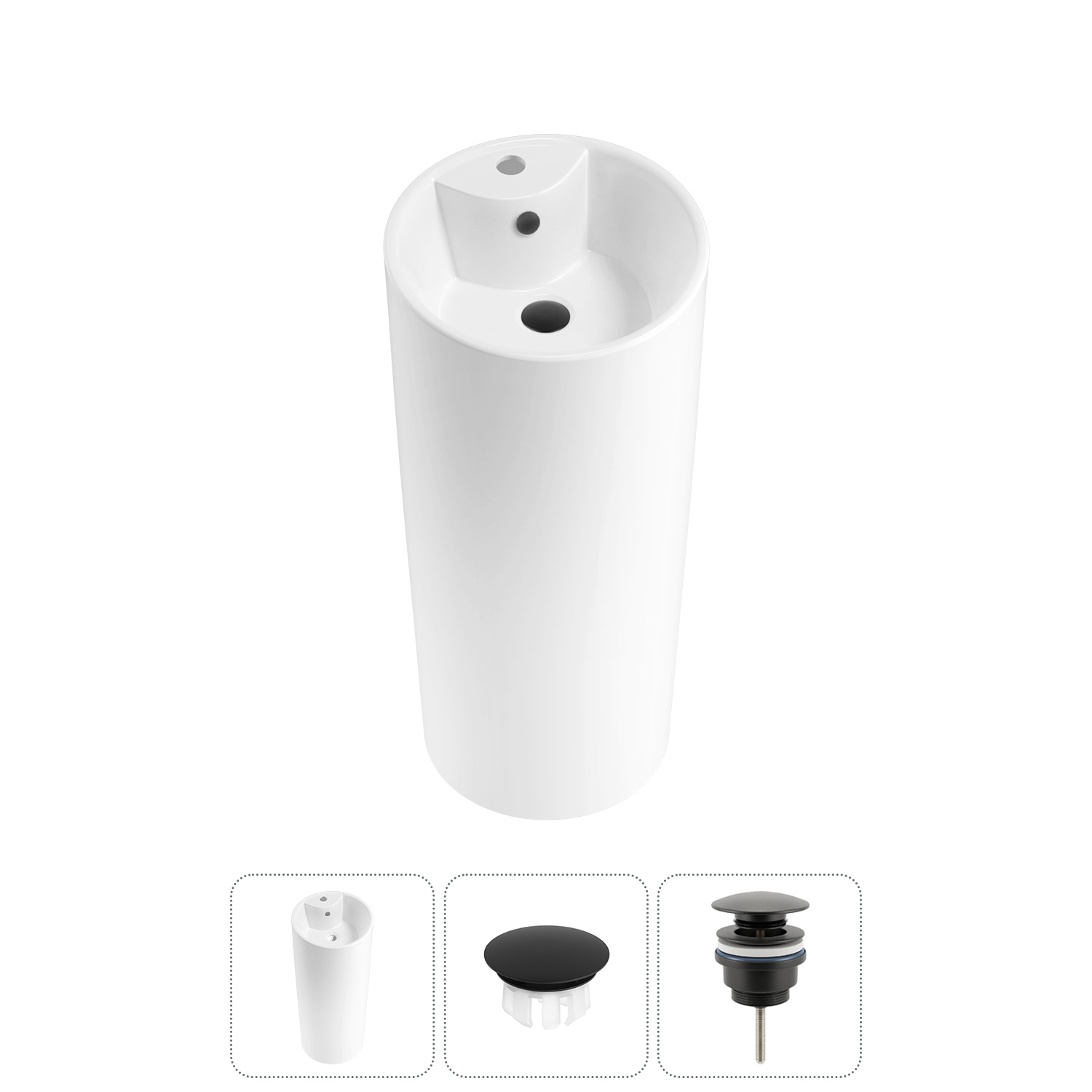 Изображение товара Раковина Wellsee callipy art 20217206R 40см белая керамическая с заглушкой и донным клапаном