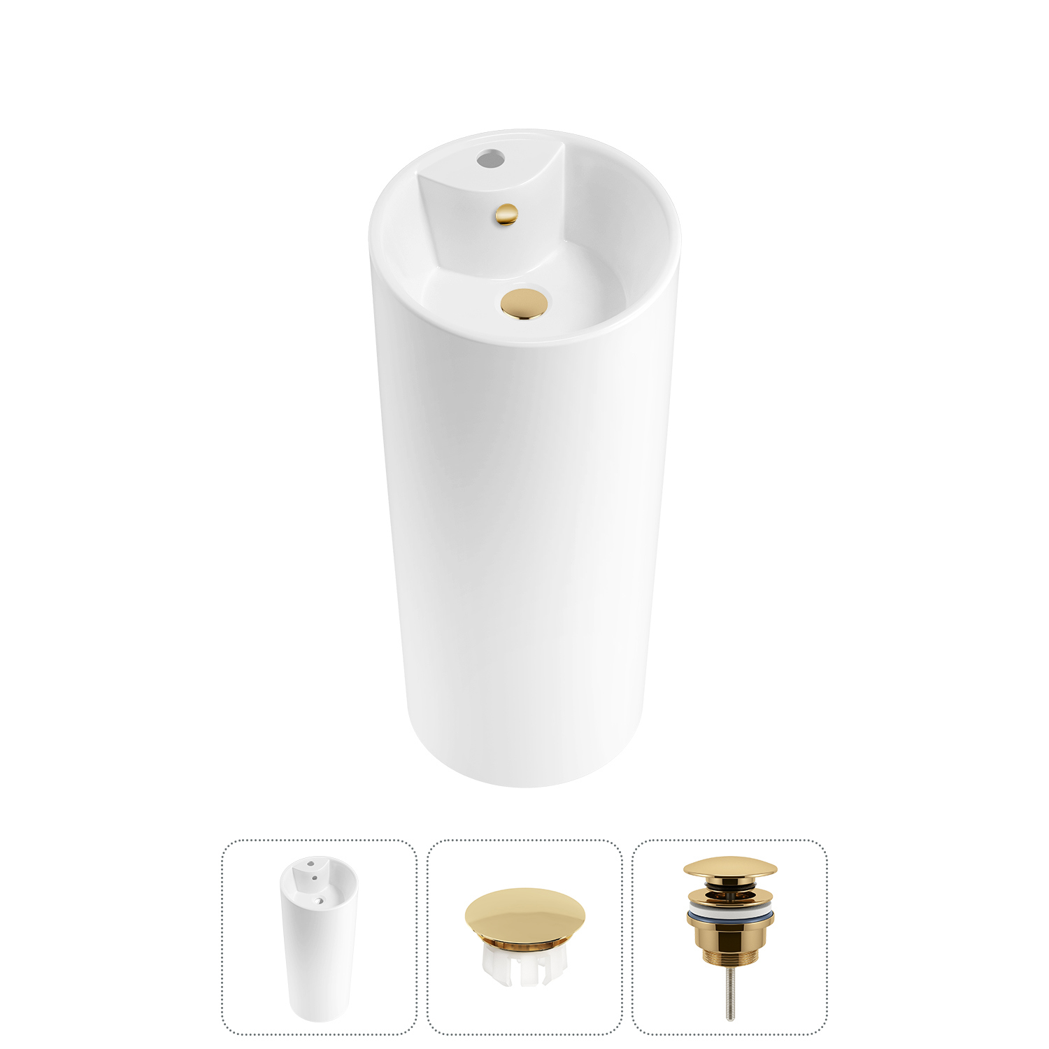 Изображение товара Раковина Wellsee Callipy Art 20217207R 40см белая керамика с заглушкой и клапаном