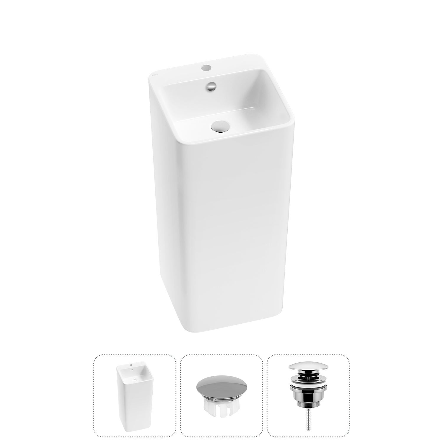 Изображение товара Раковина Wellsee Callipy Art 20217208R 40см белая угловая с переливом и клапаном