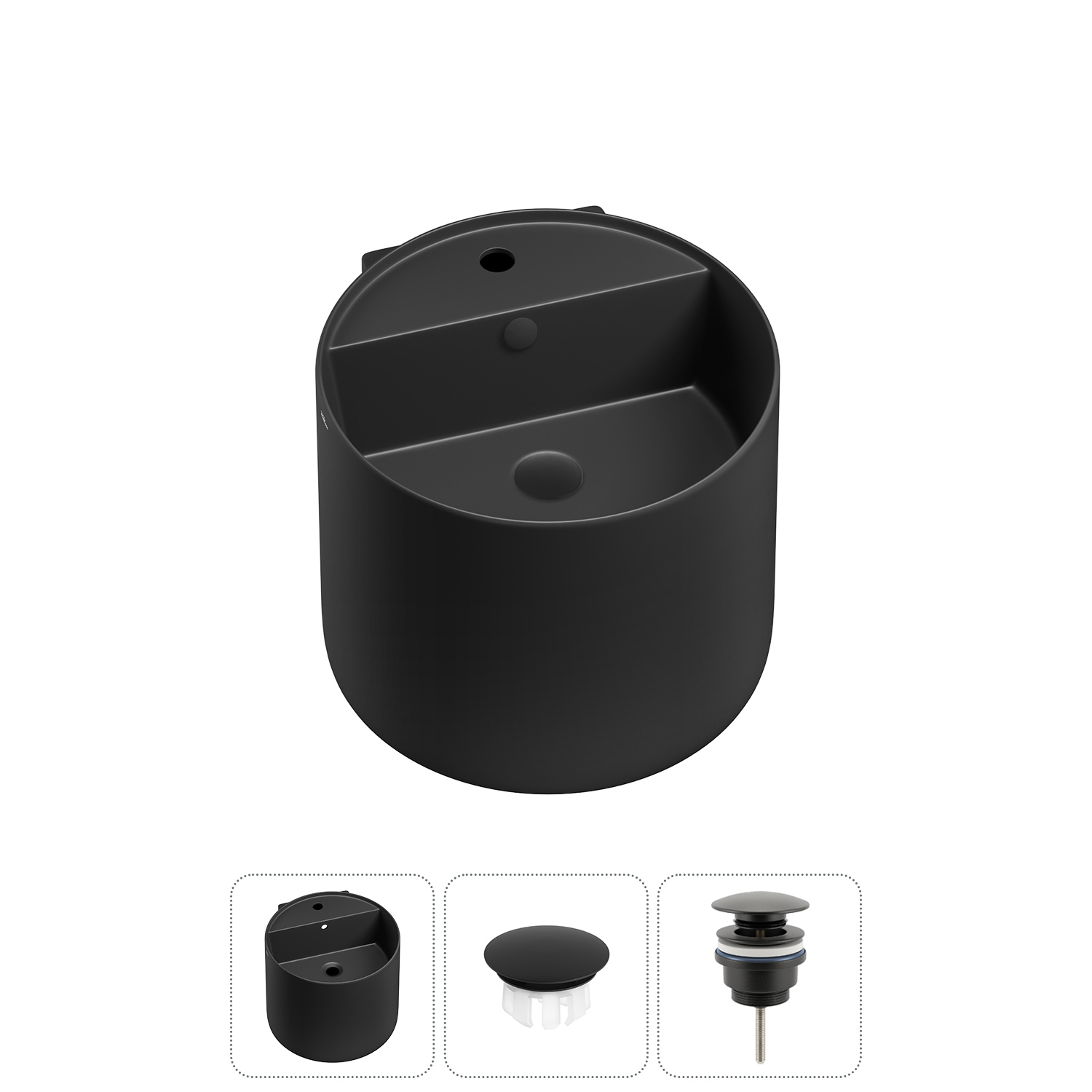 Изображение товара Раковина Wellsee m1 limited edition 20217217R 45см цвет раковина 3 в 1: заглушка на отверстие перелива, д/к