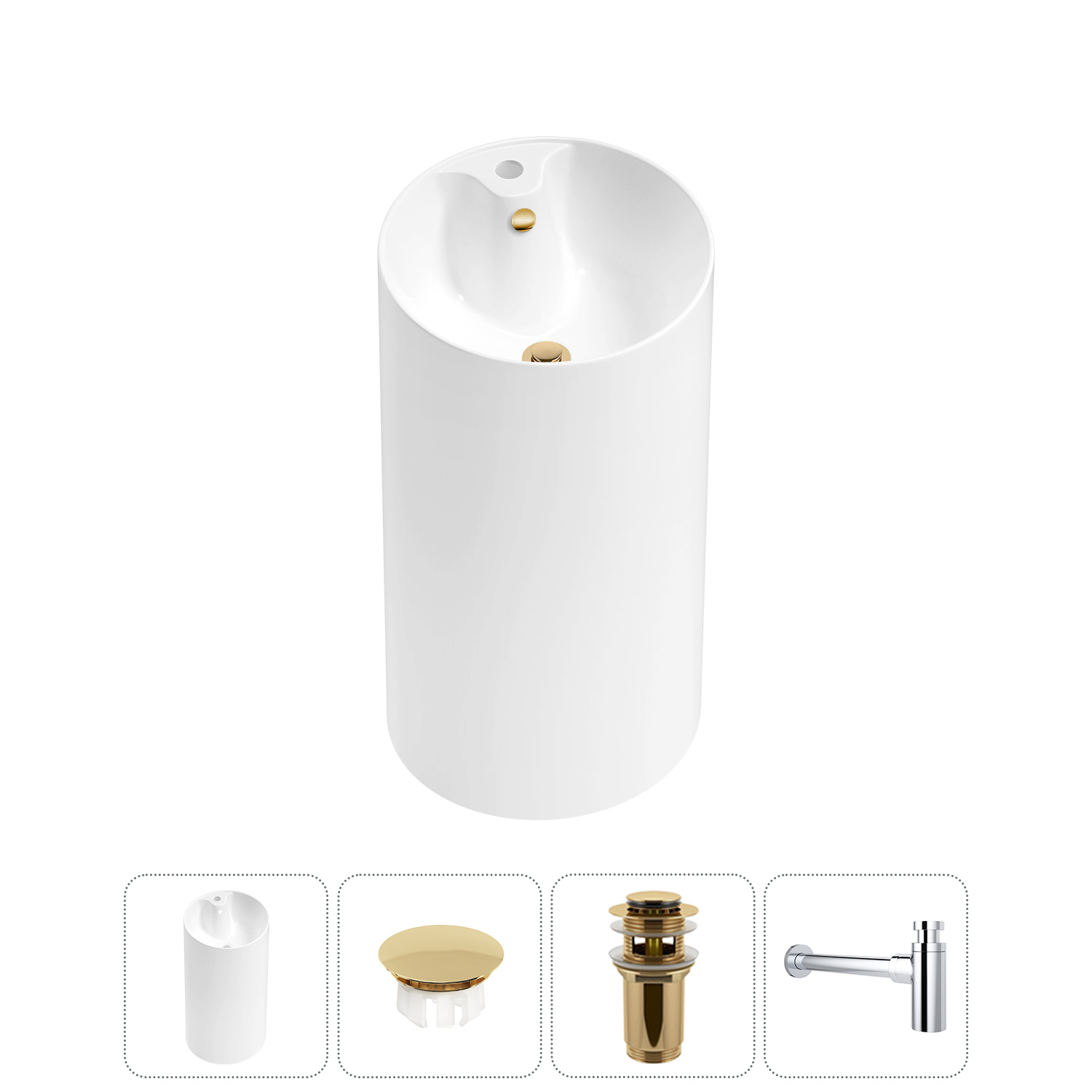 Изображение товара Раковина Wellsee callipy art 20217230R 42см цвет раковина 4 в 1: заглушка на отверстие перелива, д/к, сифон