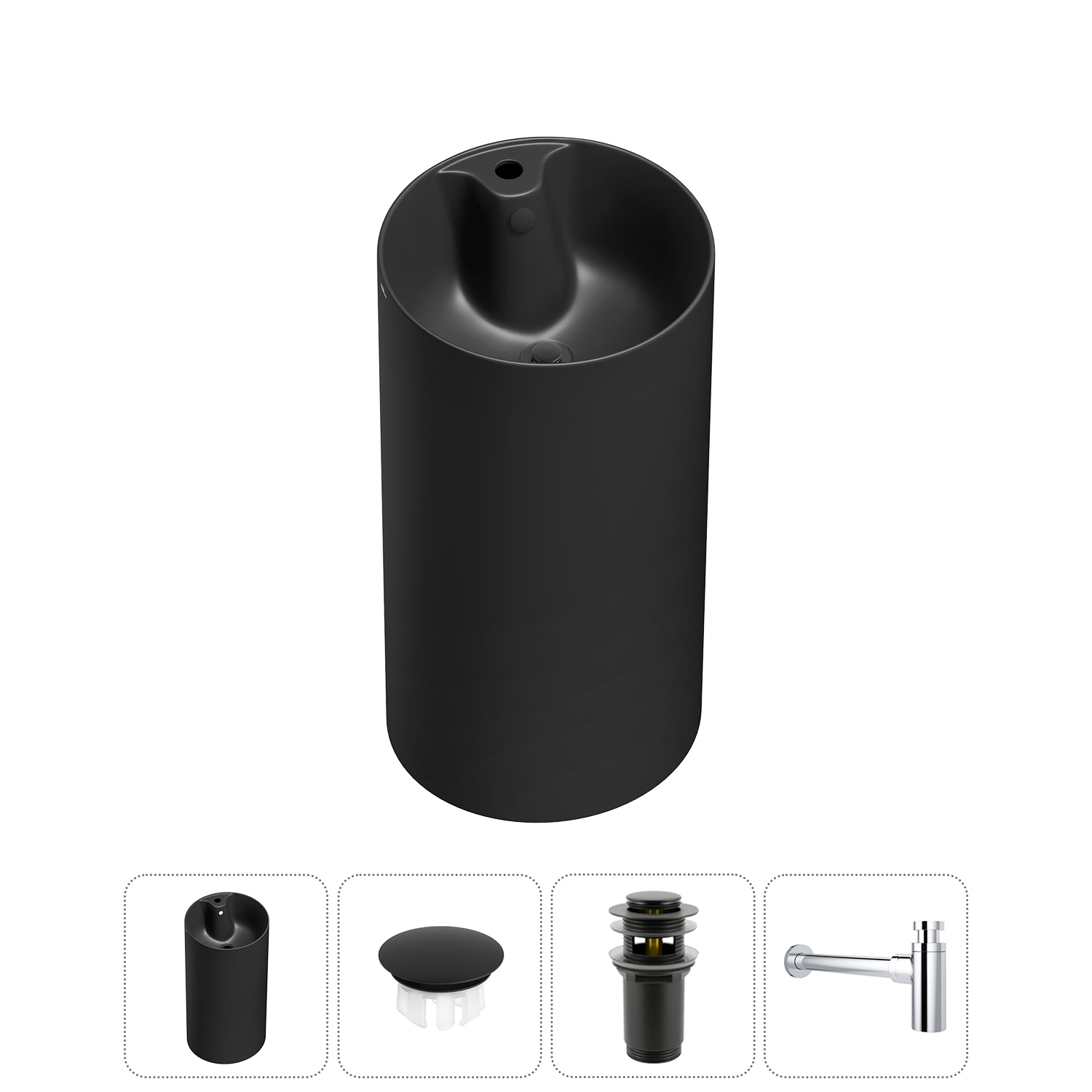 Изображение товара Раковина Wellsee callipy art 20217232R 42см цвет раковина 4 в 1: заглушка на отверстие перелива, д/к, сифон