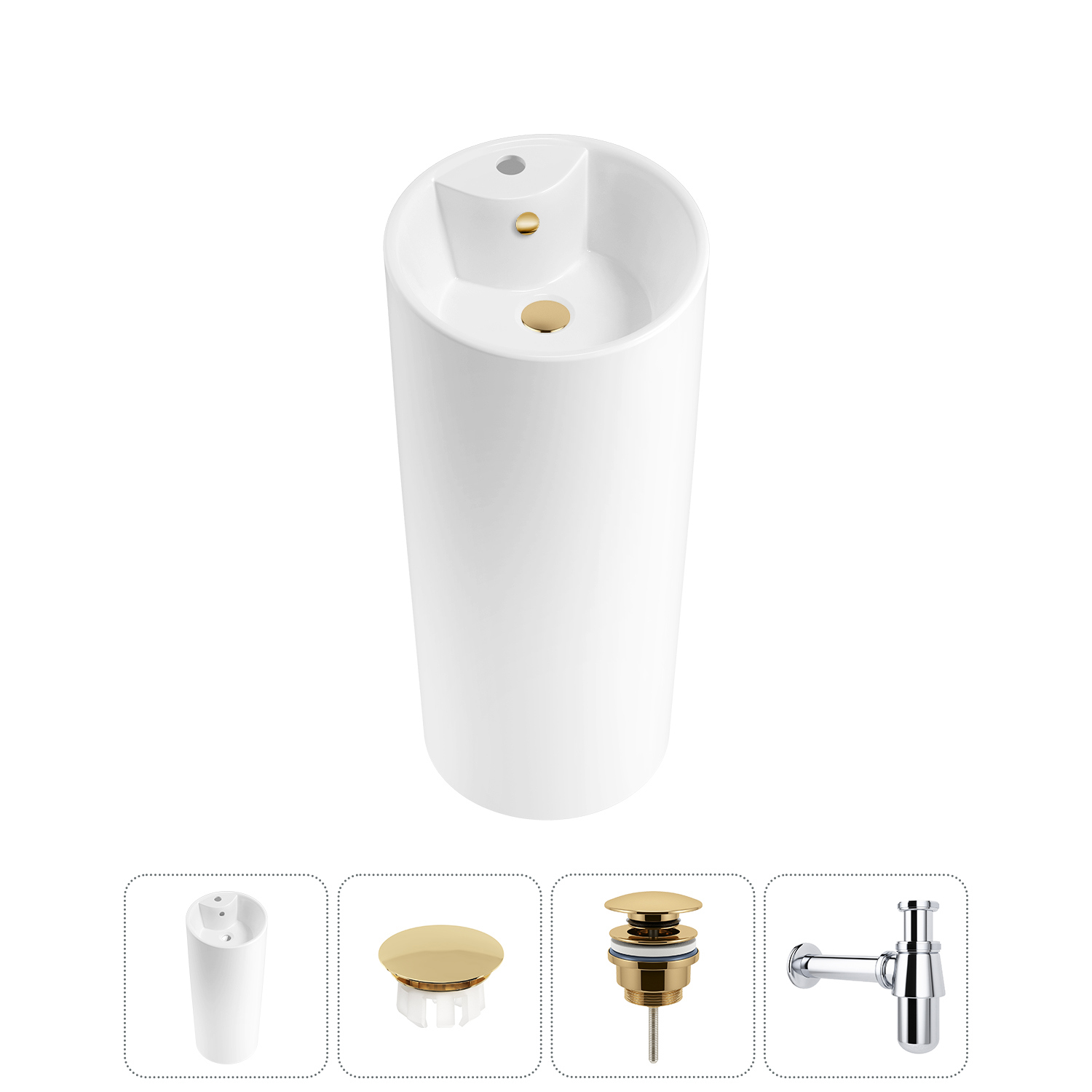 Изображение товара Раковина Wellsee callipy art 20217237R 40см цвет раковина 4 в 1: заглушка на отверстие перелива, д/к, сифон