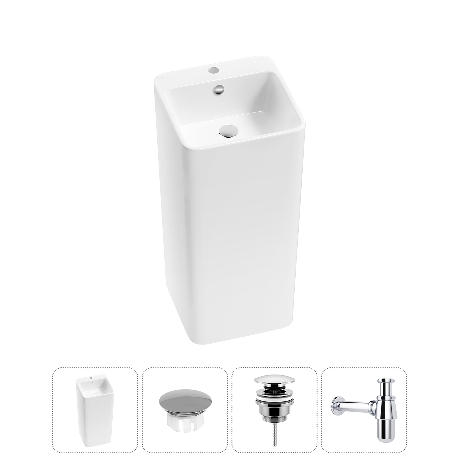 Изображение товара Раковина Wellsee Callipy Art 40 см белая керамическая с комплектом для монтажа