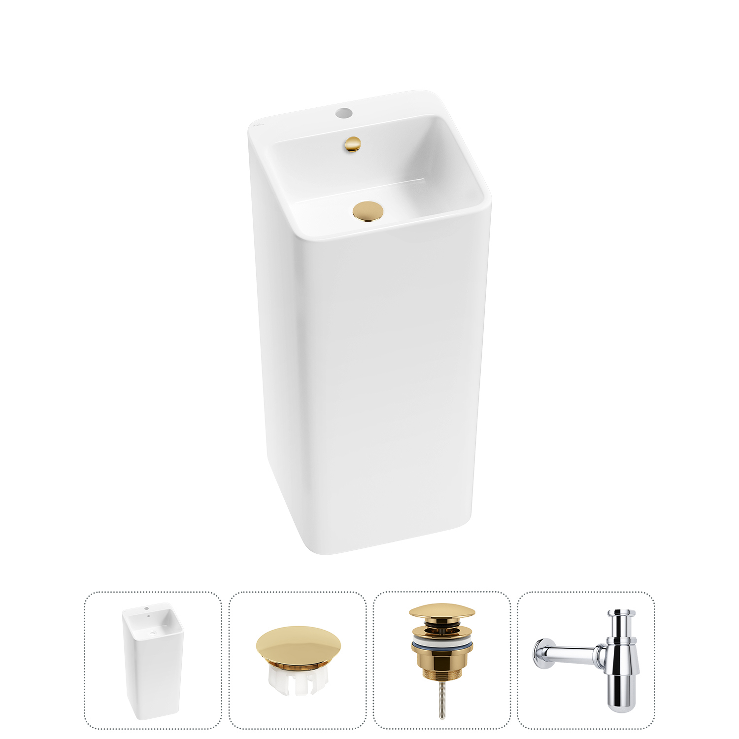 Изображение товара Раковина Wellsee callipy art 20217241R 40см цвет раковина 4 в 1: заглушка на отверстие перелива, д/к, сифон