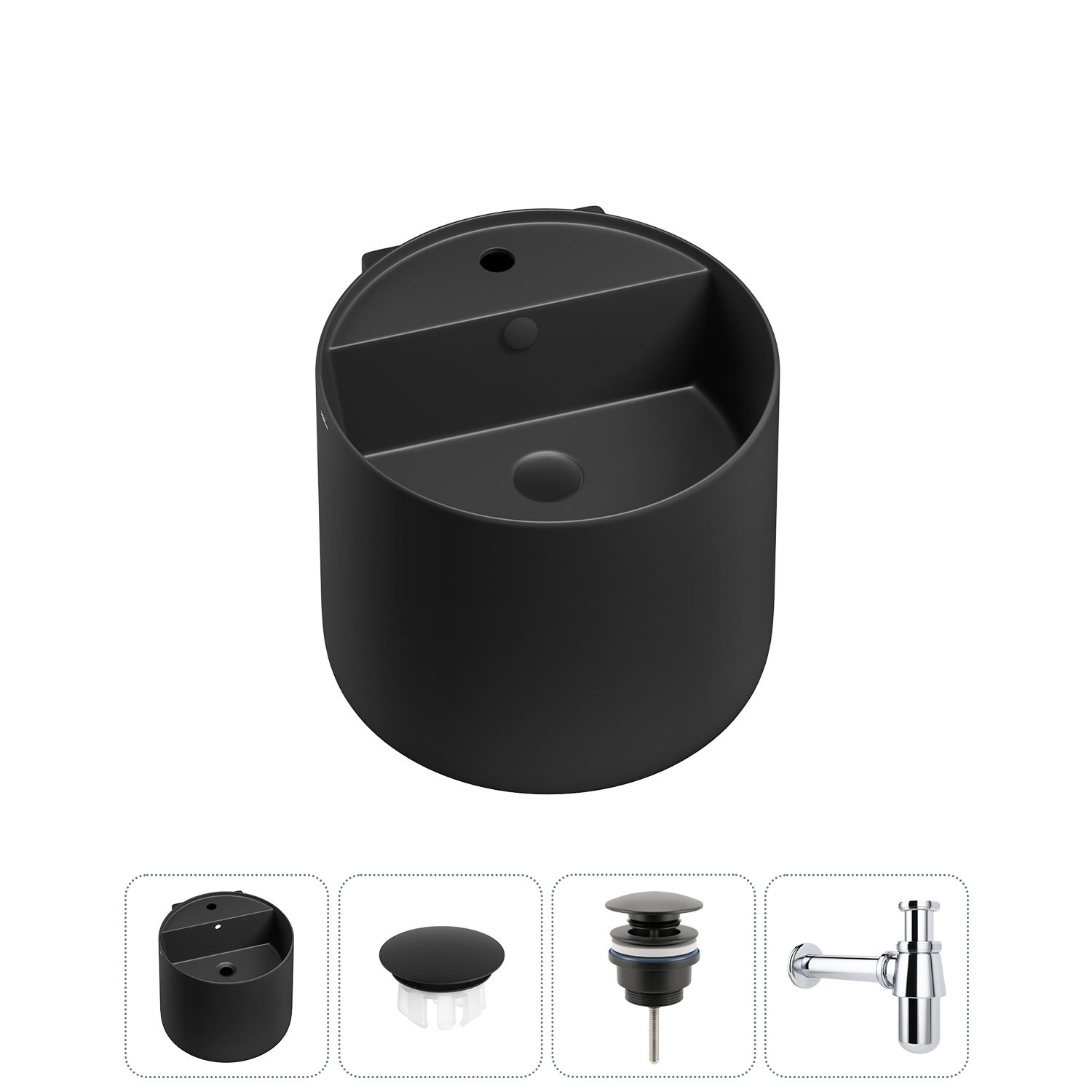 Изображение товара Раковина Wellsee m1 limited edition 20217247R 45см цвет раковина 4 в 1: заглушка на отверстие перелива, д/к, сифон