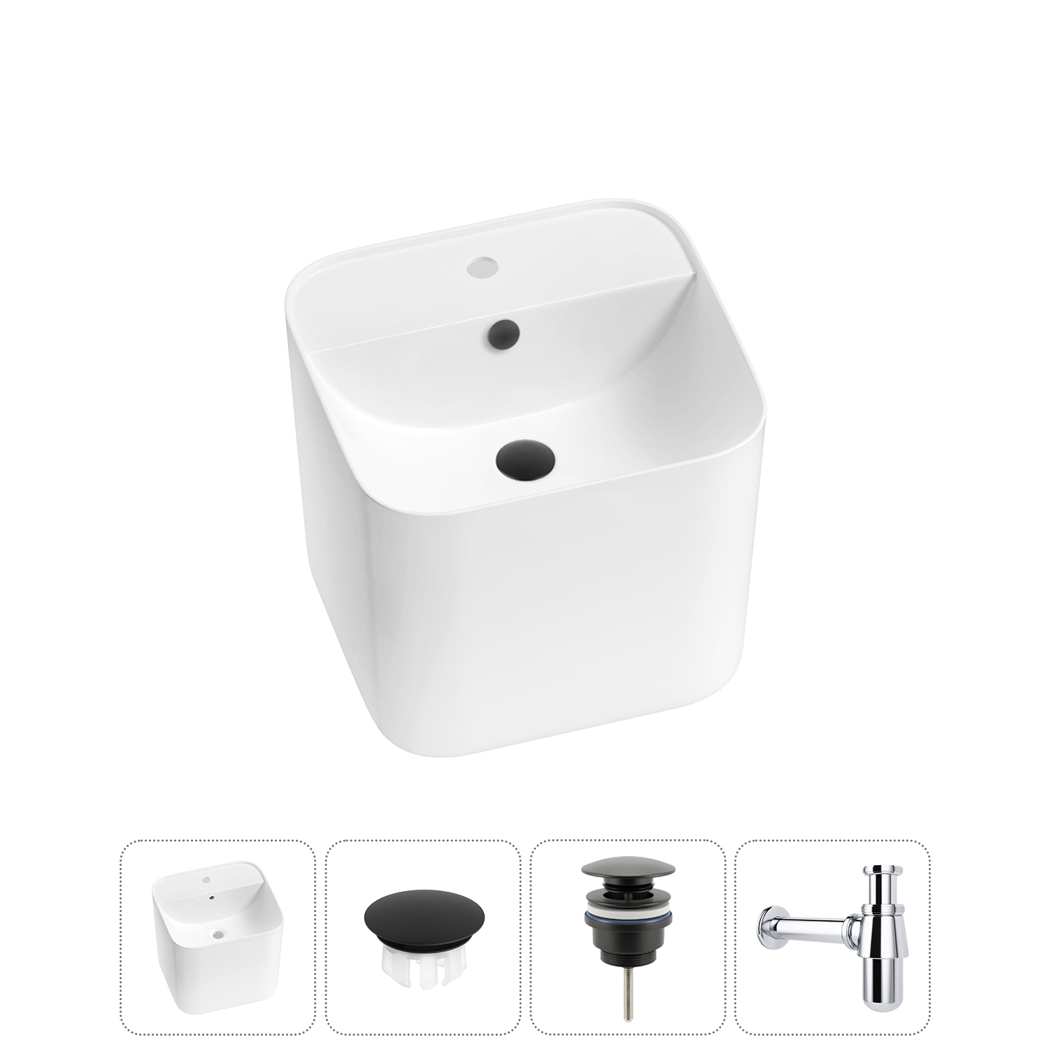 Изображение товара Раковина Wellsee M1 Limited Edition 45см белая с комплектом монтажных элементов