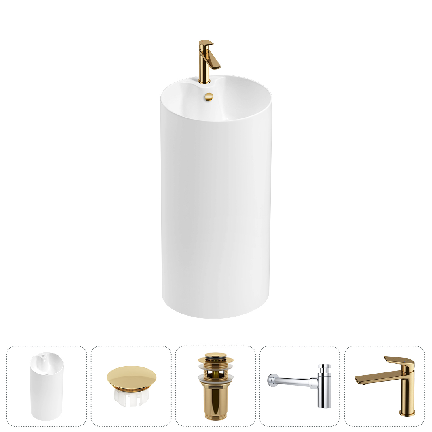 Изображение товара Раковина Wellsee callipy art 42 см белая глянцевая напольная 5 в 1