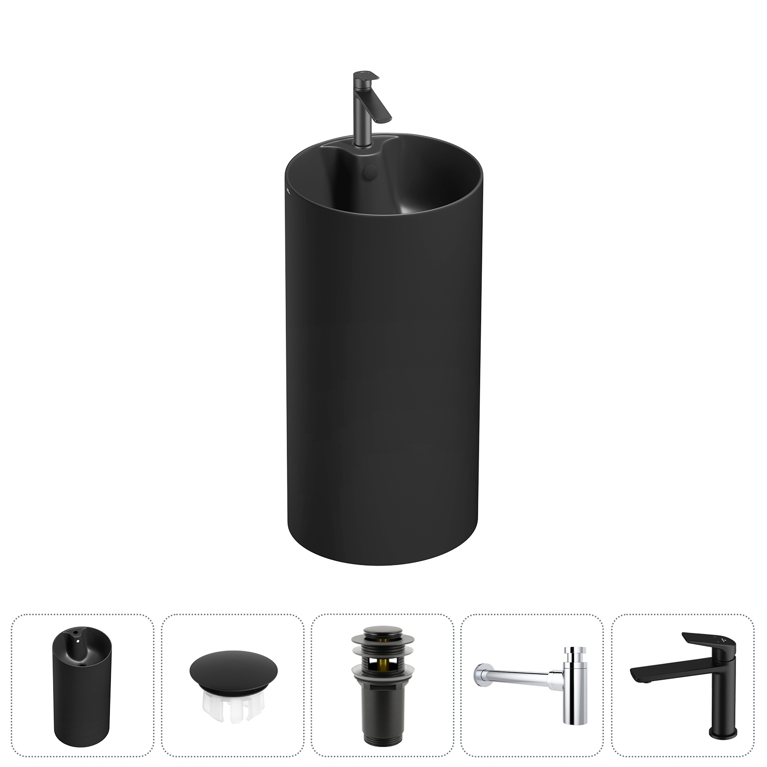 Изображение товара Раковина Wellsee callipy art 20217262R 42см цвет раковина 5 в 1: заглушка на отверстие перелива, д/к, сифон, смеситель