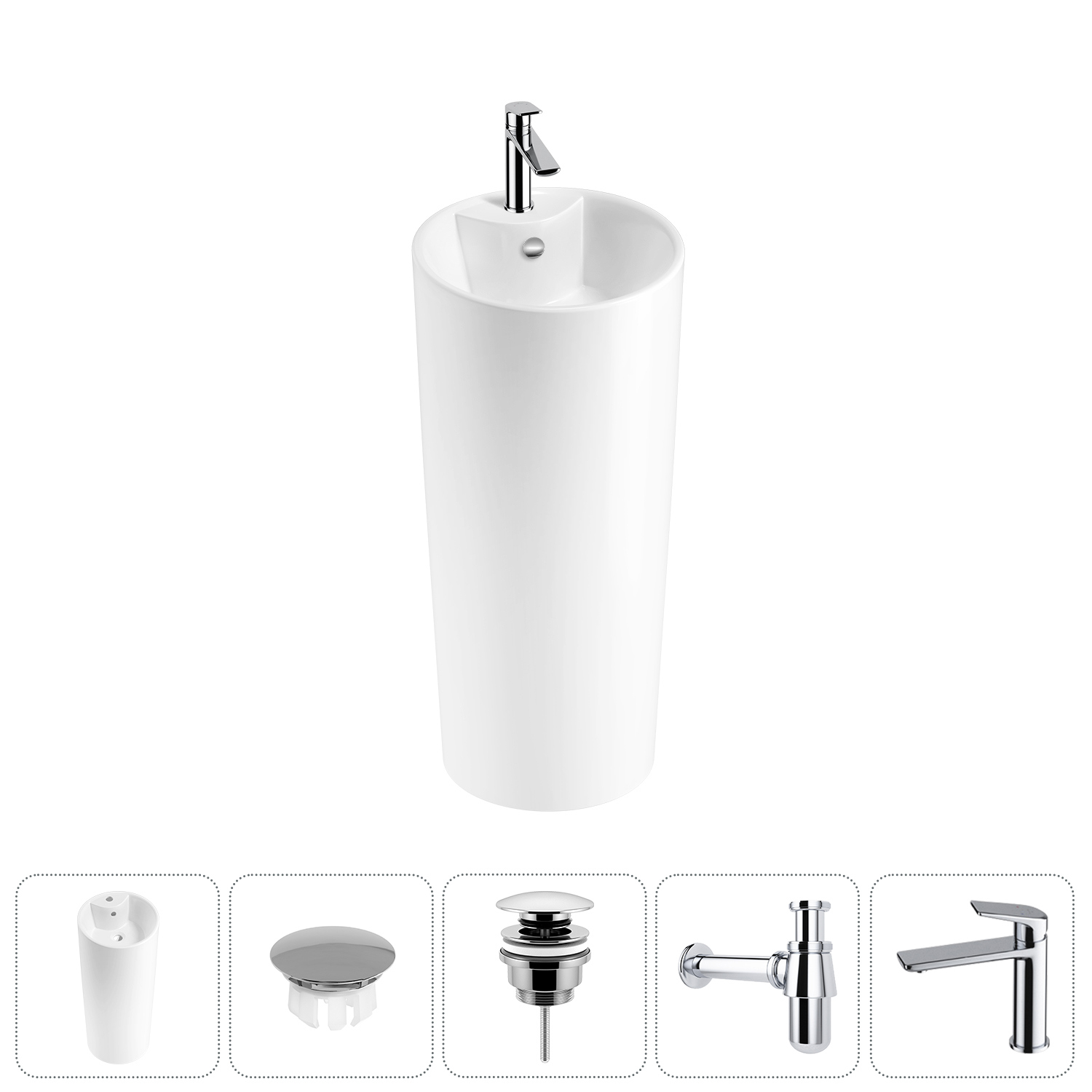 Изображение товара Раковина Wellsee callipy art 20217264R 40см цвет раковина 5 в 1: заглушка на отверстие перелива, д/к, сифон, смеситель