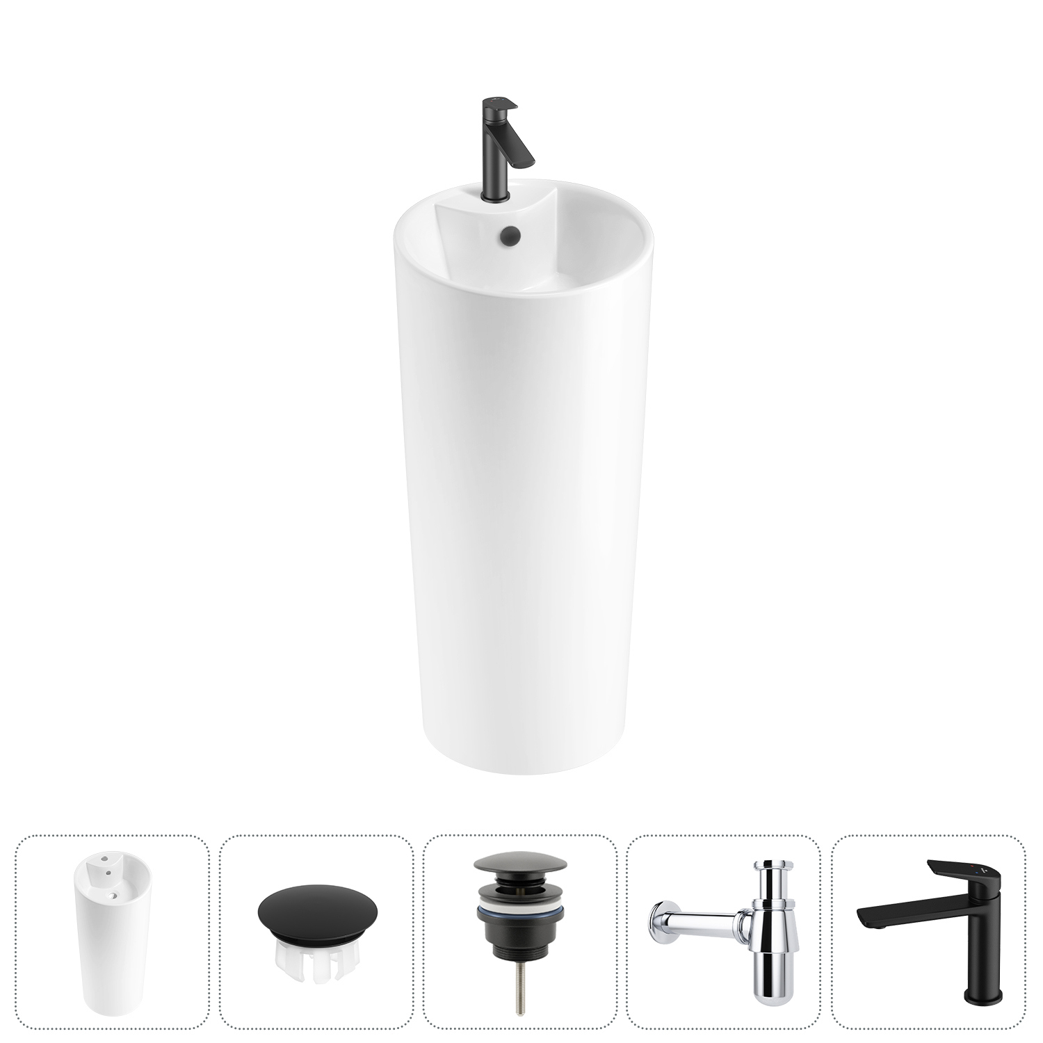 Изображение товара Раковина Wellsee Callipy Art 20217266R 40 см с сифоном и смесителем