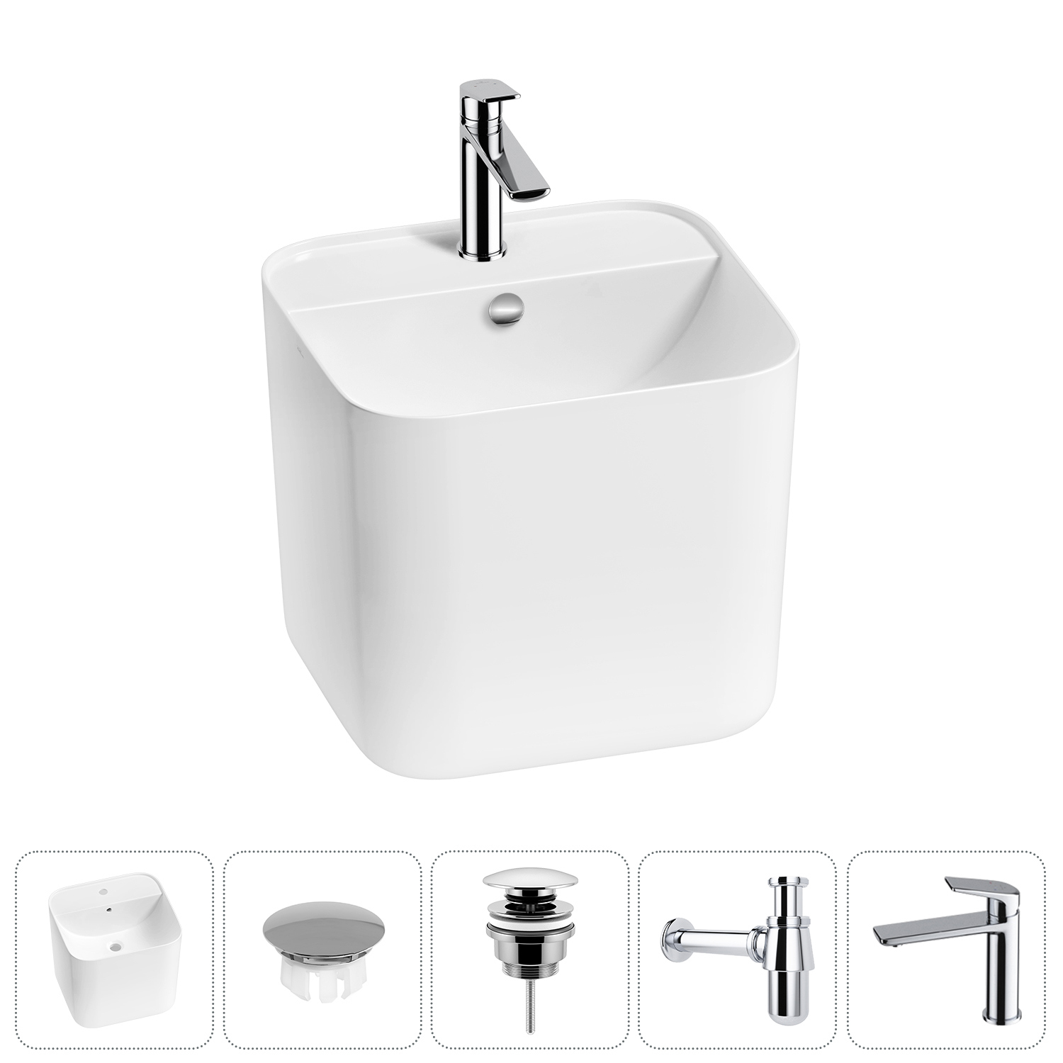 Изображение товара Раковина Wellsee M1 Limited Edition 45 см белая с комплектом включено