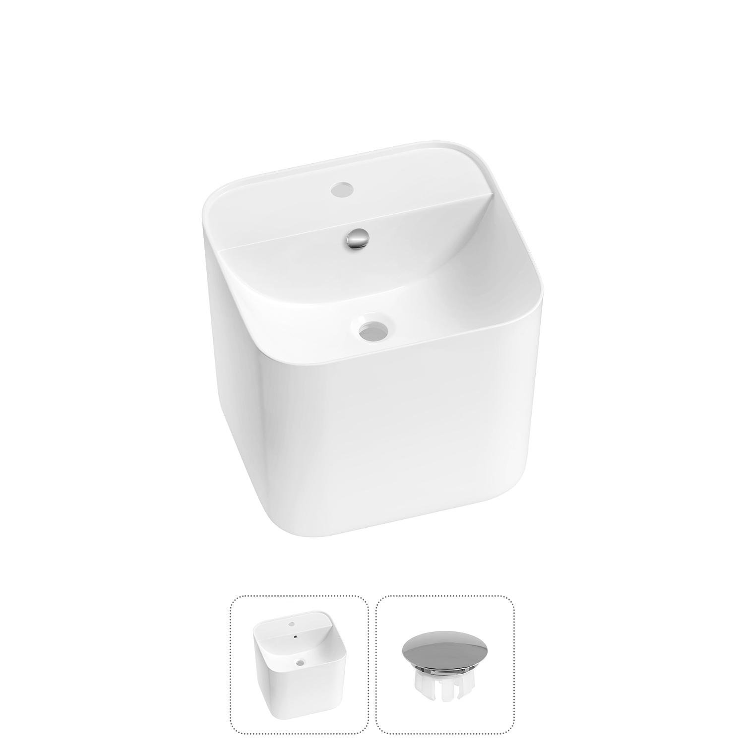 Изображение товара Раковина Wellsee M1 Limited Edition 45 см керамическая подвесная белая