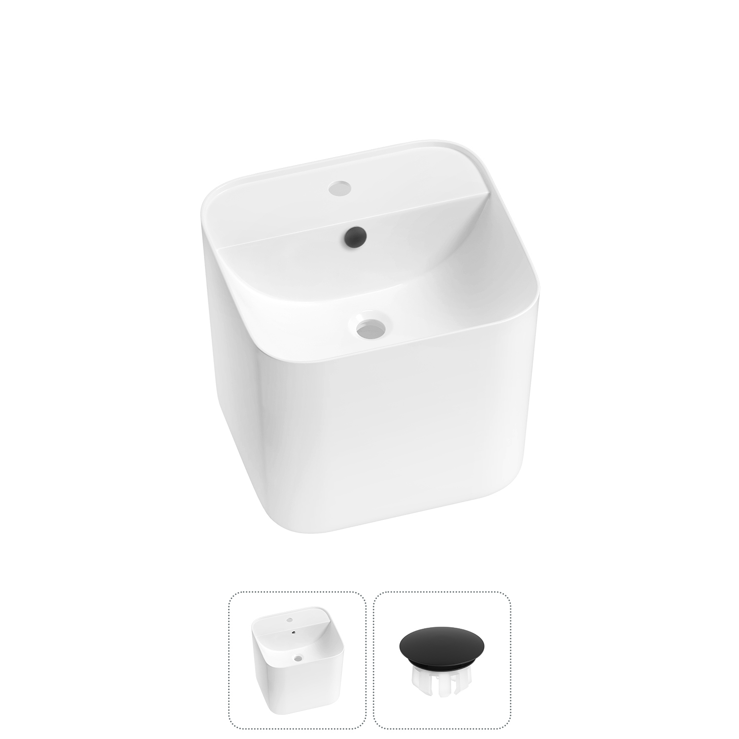 Изображение товара Раковина Wellsee M1 Limited Edition 31880303R 45см прямоугольная белая с заглушкой