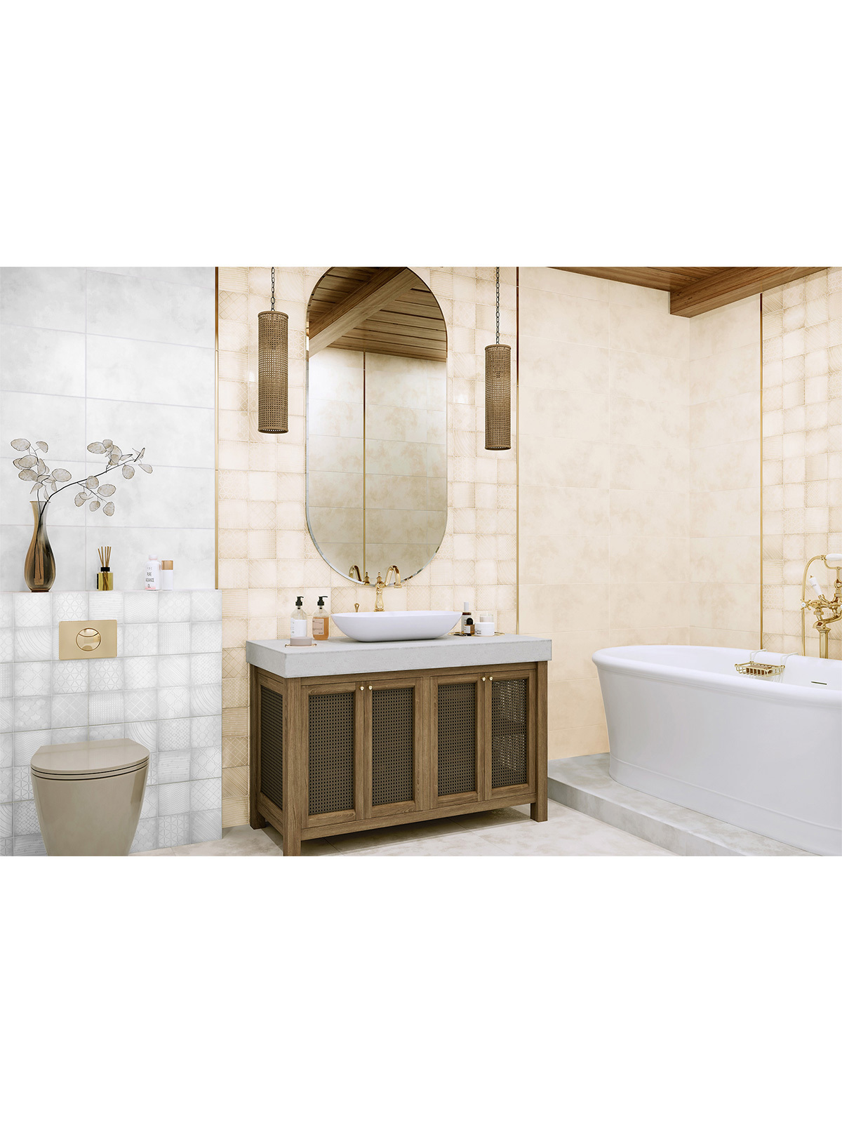 Изображение товара Плитка Alma Ceramica Richard Crema TWU09RCD014 для стен 24.9x50 см бежевый глянцевый