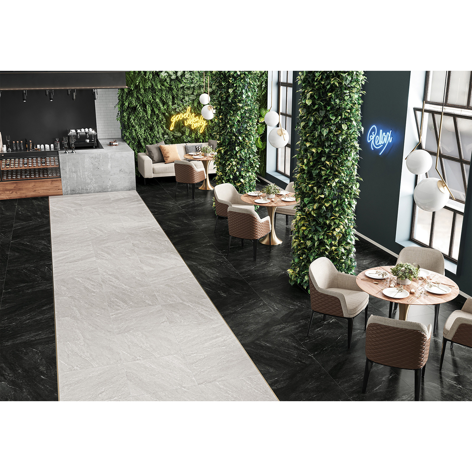 Изображение товара Керамогранит Alma Ceramica Angara 60x60 см матовый черный для пола и стен