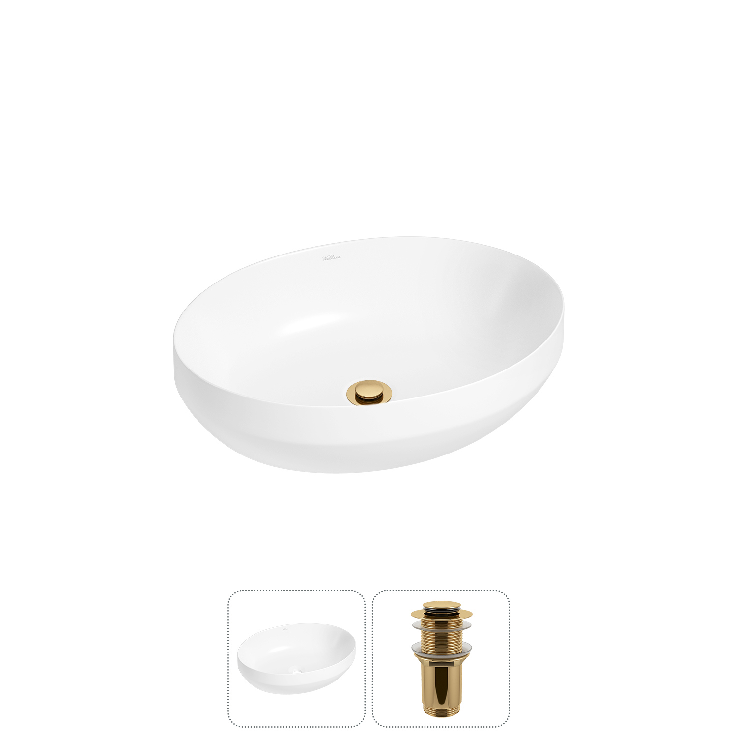 Изображение товара Раковина Wellsee air gap R 20212391R 50 см белая овальная монтаж накладной