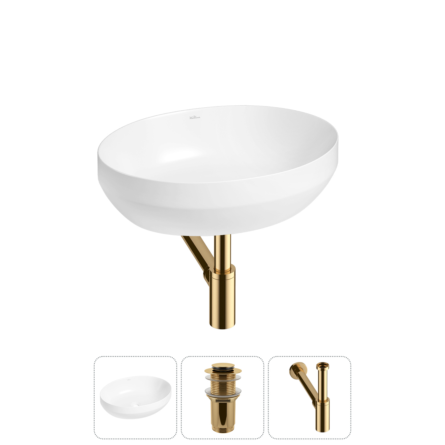 Изображение товара Раковина Wellsee air gap r 20212395R 50см белая с сифоном и клапаном стильная