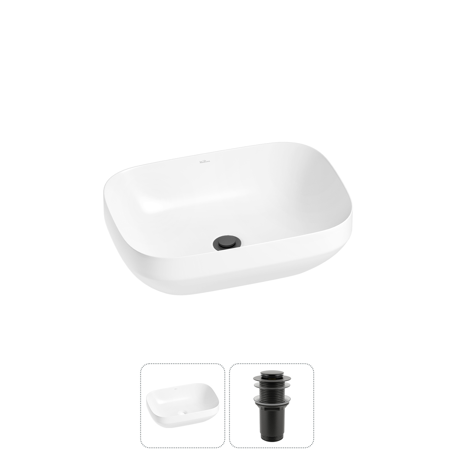 Изображение товара Раковина Wellsee air gap s 20212406R 50см белая накладная с донным клапаном