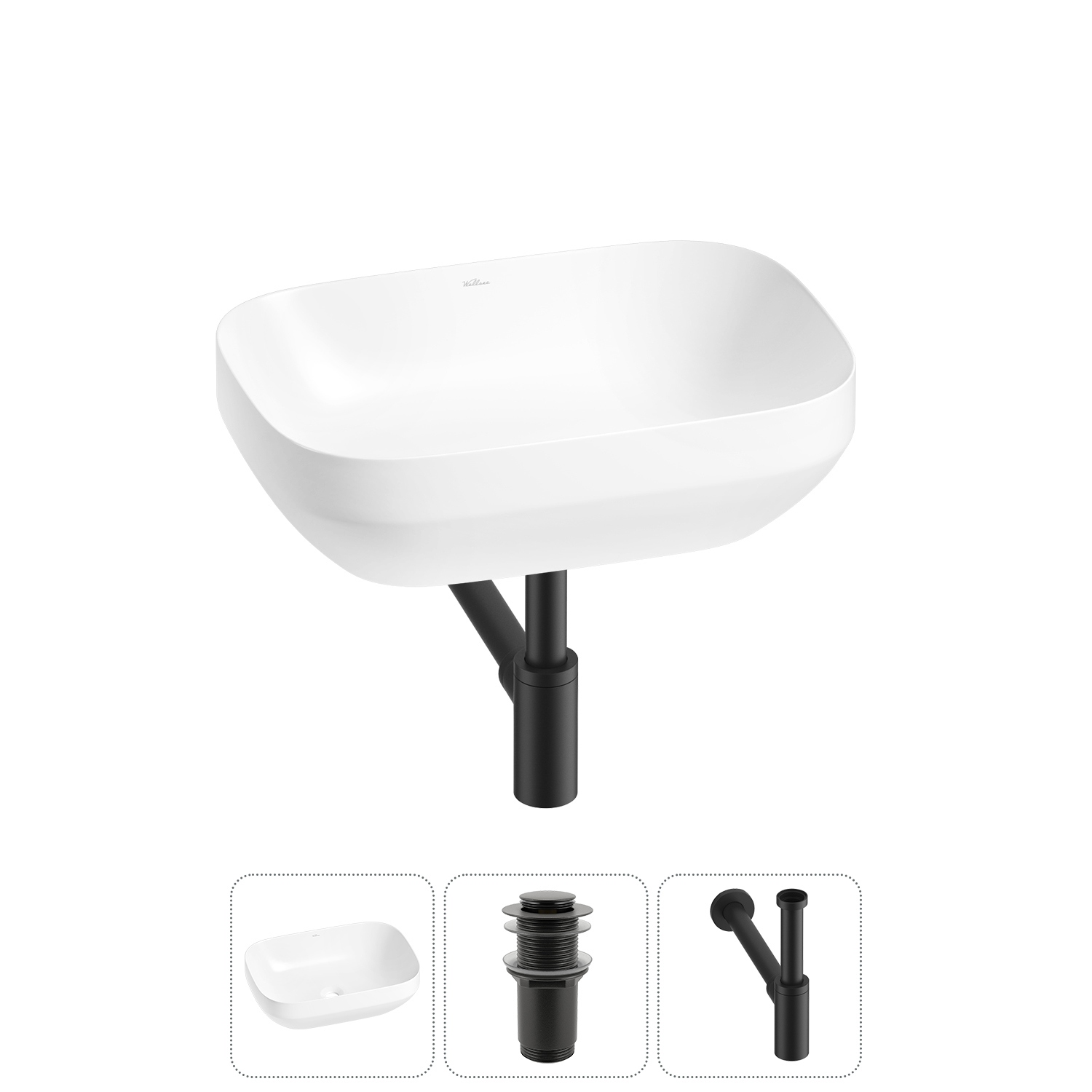 Изображение товара Раковина Wellsee air gap s 20212410R 50см цвет раковина 3 в 1: д/к, сифон