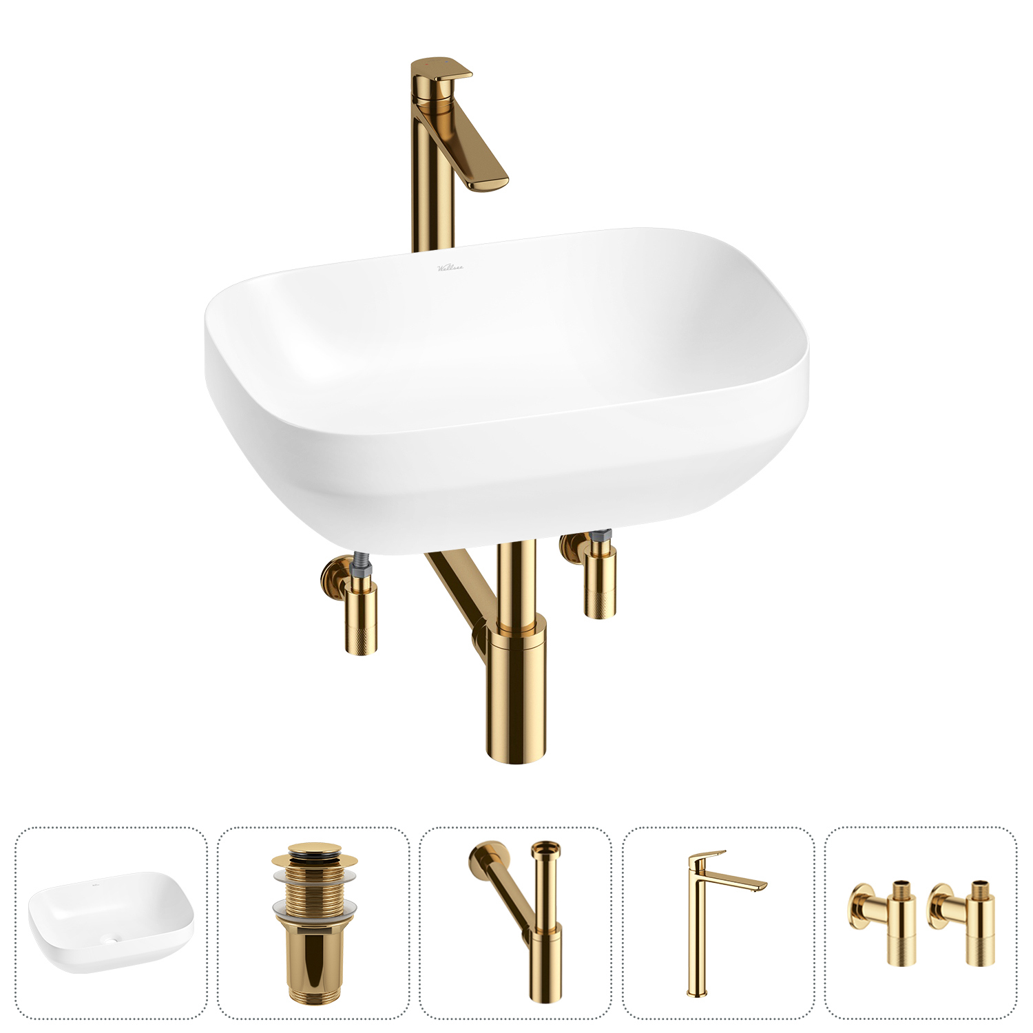 Изображение товара Раковина Wellsee air gap s 20212419R 50 см с сифоном и смесителем в комплекте