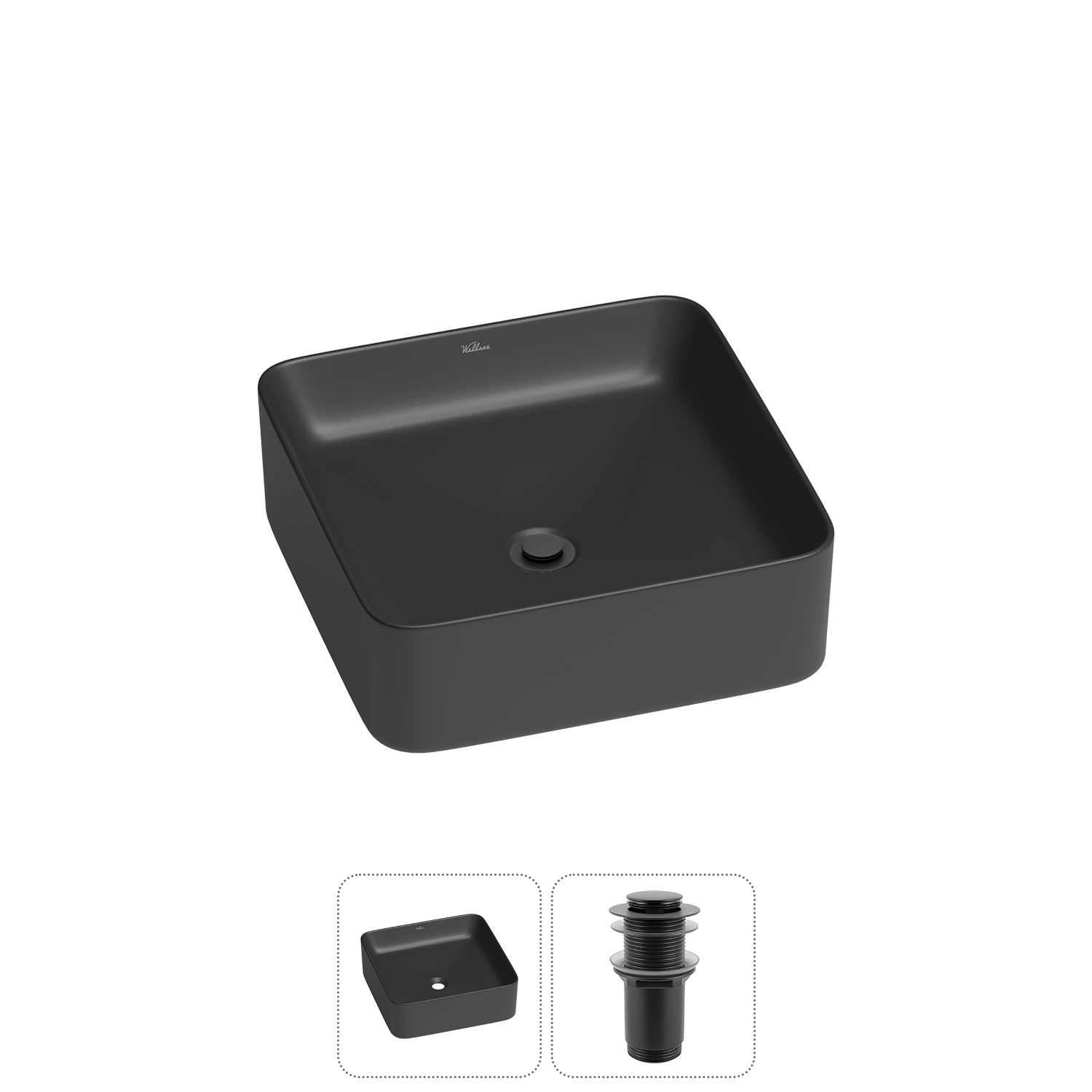 Изображение товара Раковина Wellsee mint 20212466R 38 см в стиле модерн черная матовая