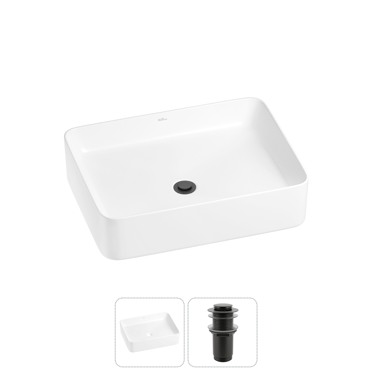 Изображение товара Раковина Wellsee mint 20212478R 50 см с донным клапаном и глянцевым покрытием