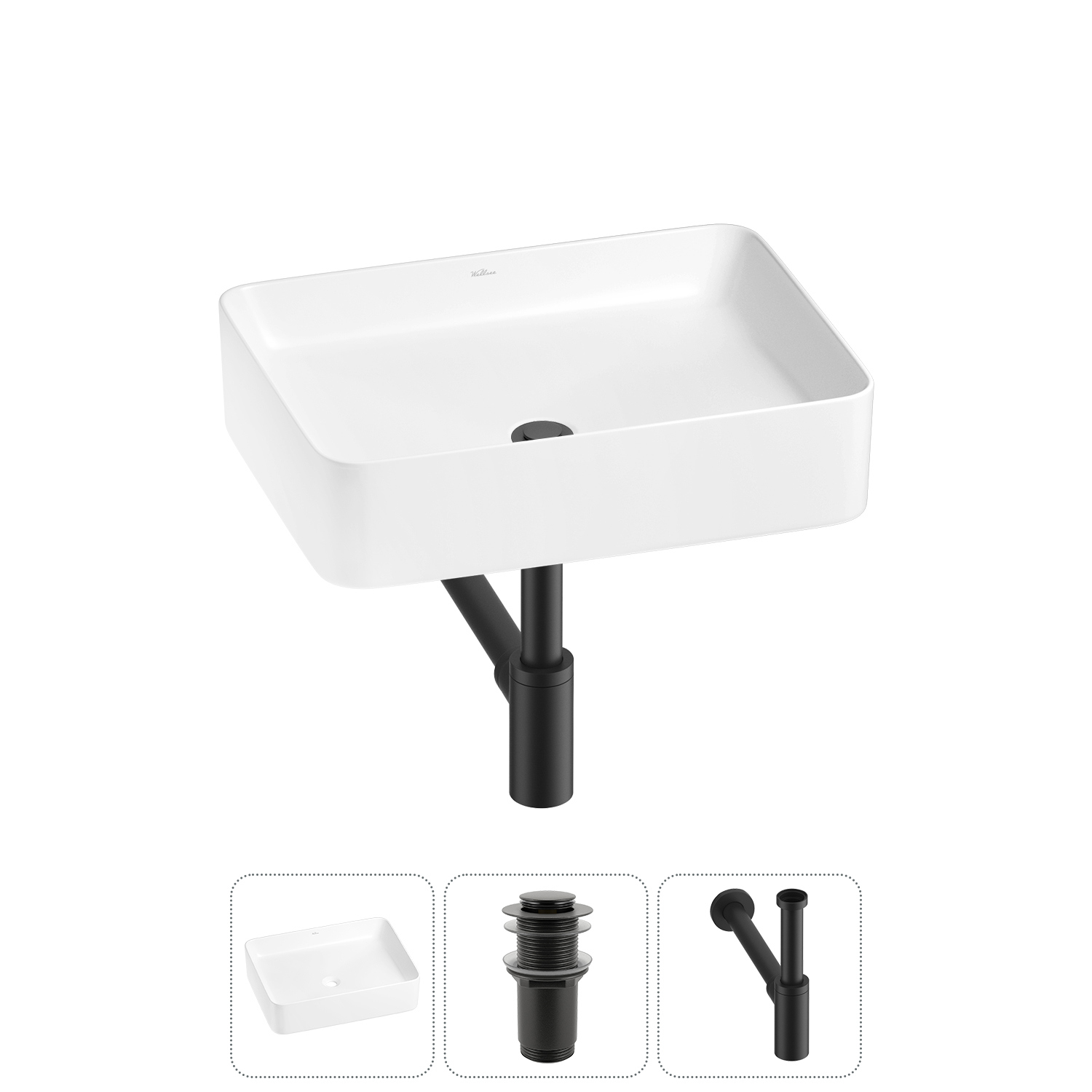 Изображение товара Раковина Wellsee mint 20212482R 50 см с сифоном и донным клапаном branco