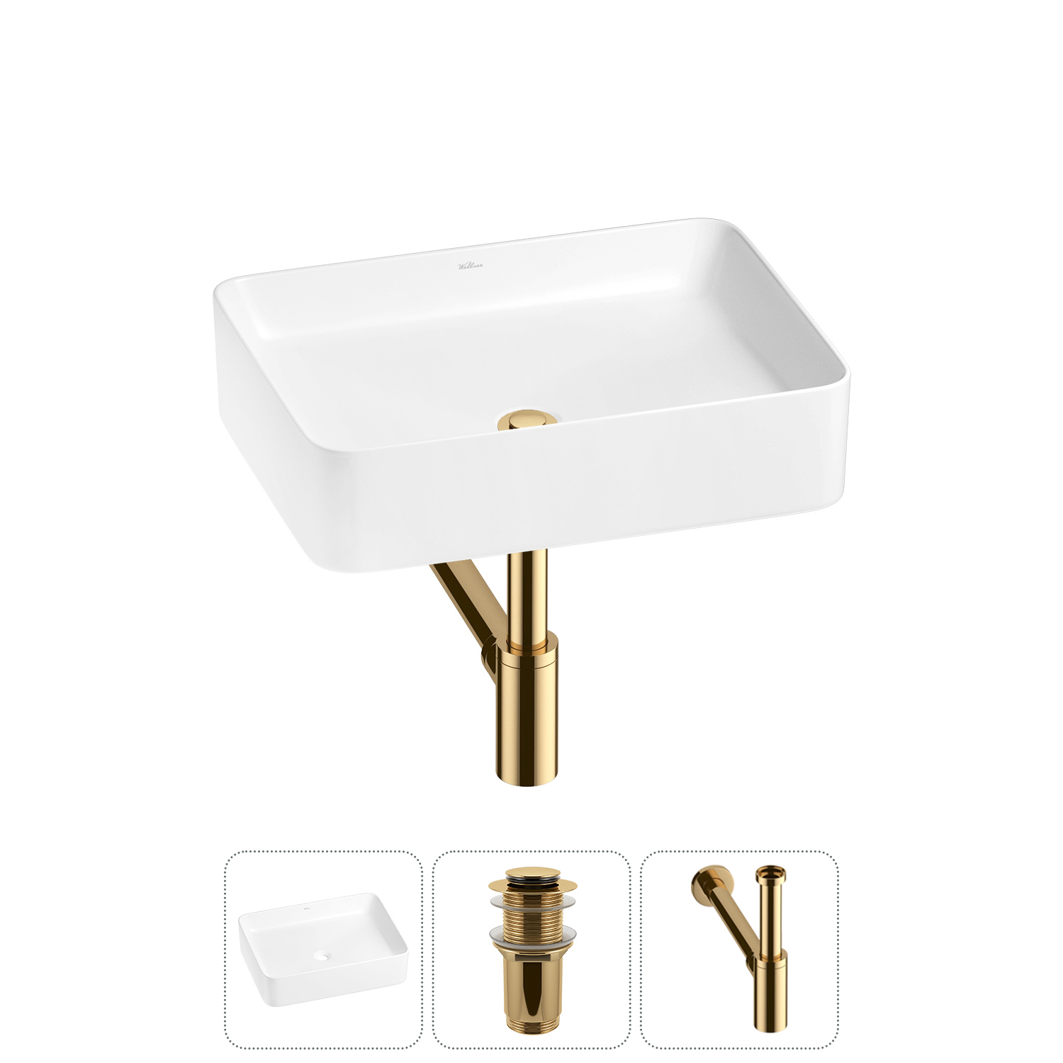 Изображение товара Раковина Wellsee mint 20212483R 50см цвет раковина 3 в 1: д/к, сифон