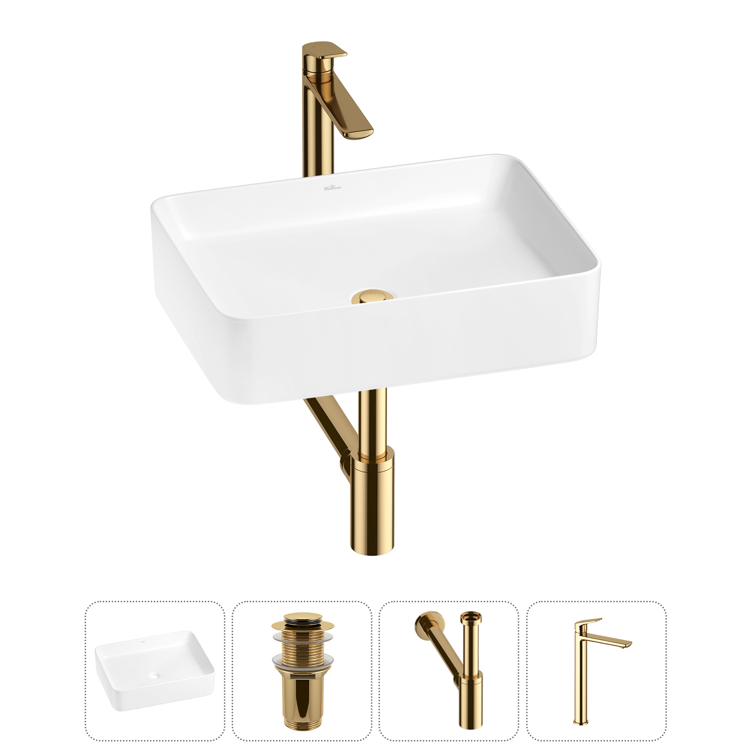 Изображение товара Раковина Wellsee mint 20212487R 50см цвет раковина 4 в 1: д/к, сифон, смеситель