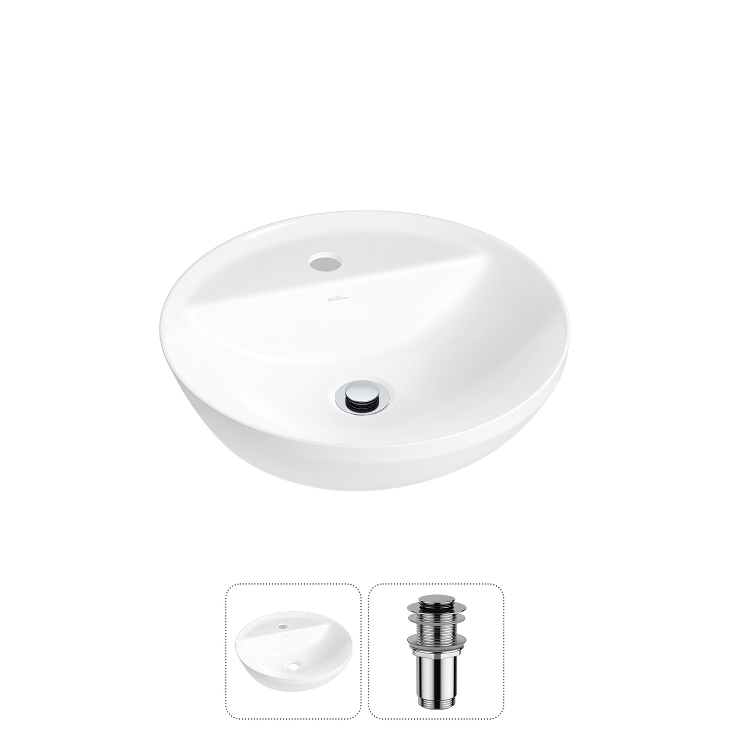 Изображение товара Раковина Wellsee cute twin r 42см белая глянцевая для ванной комнаты