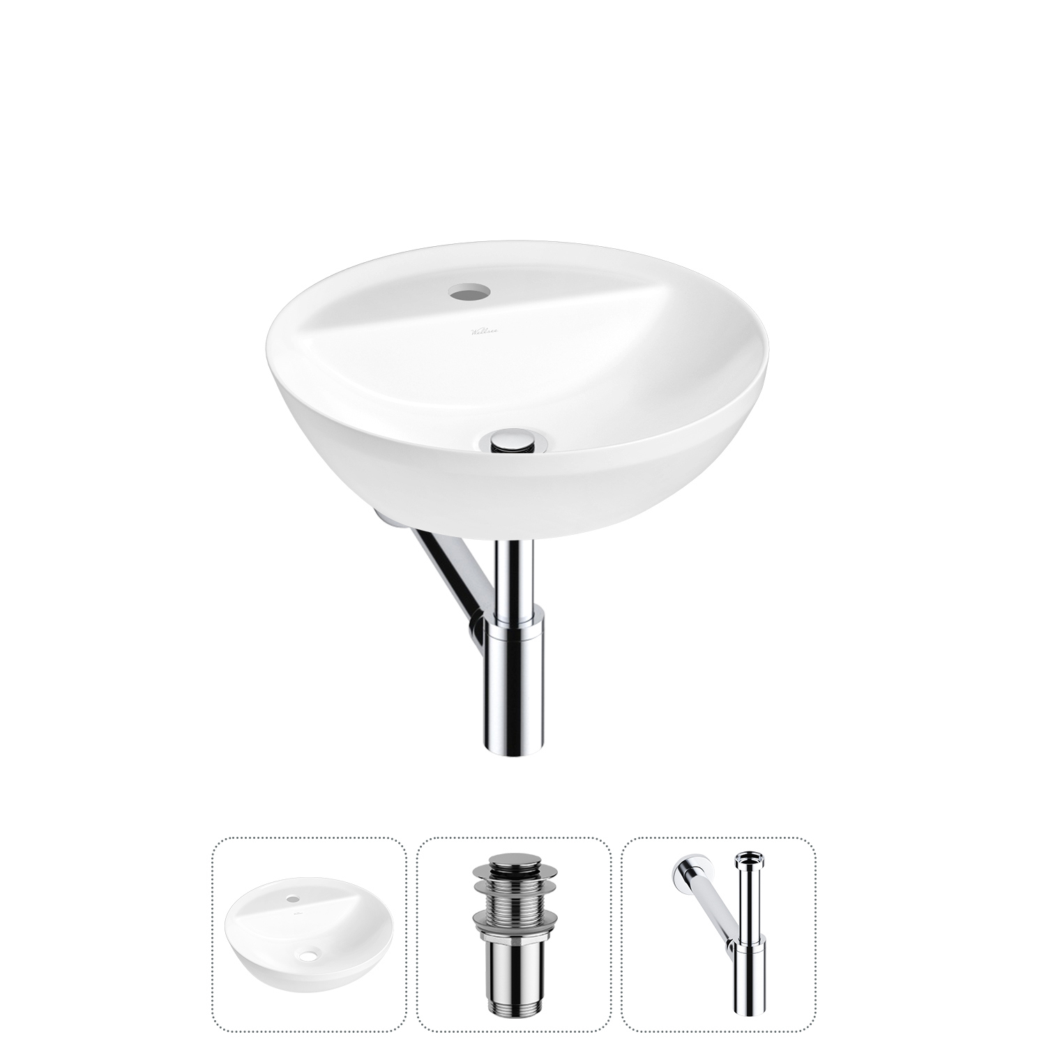 Изображение товара Раковина Wellsee cute twin r 42 см белый с сифон и донным клапаном