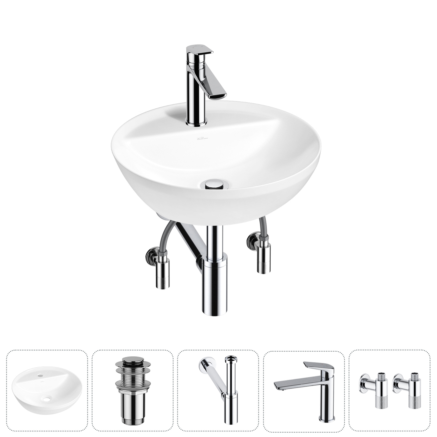 Изображение товара Раковина Wellsee cute twin r 20213334R 42 см с комплектом аксессуаров глянцевая