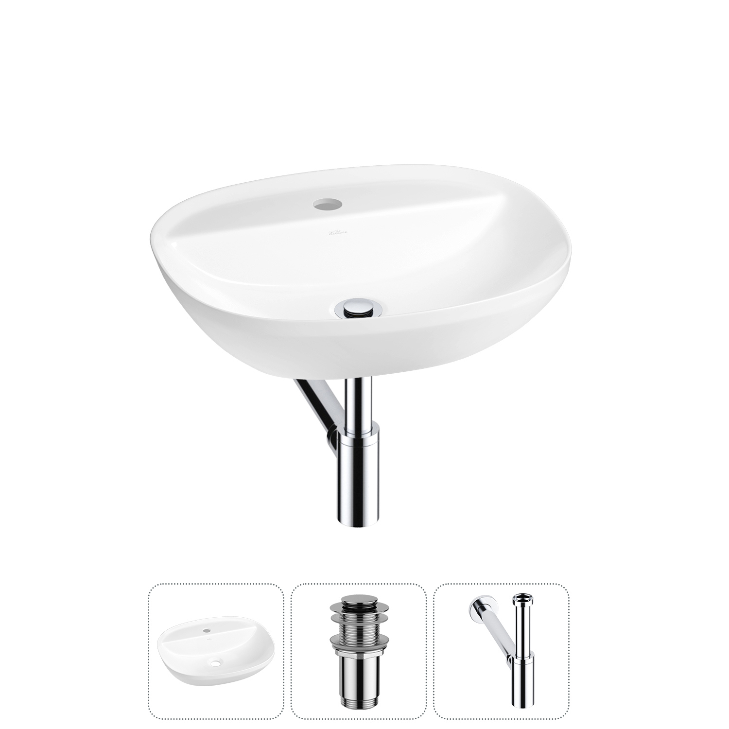 Изображение товара Раковина Wellsee cute twin r 20213342R 50см цвет раковина 3 в 1: д/к, сифон