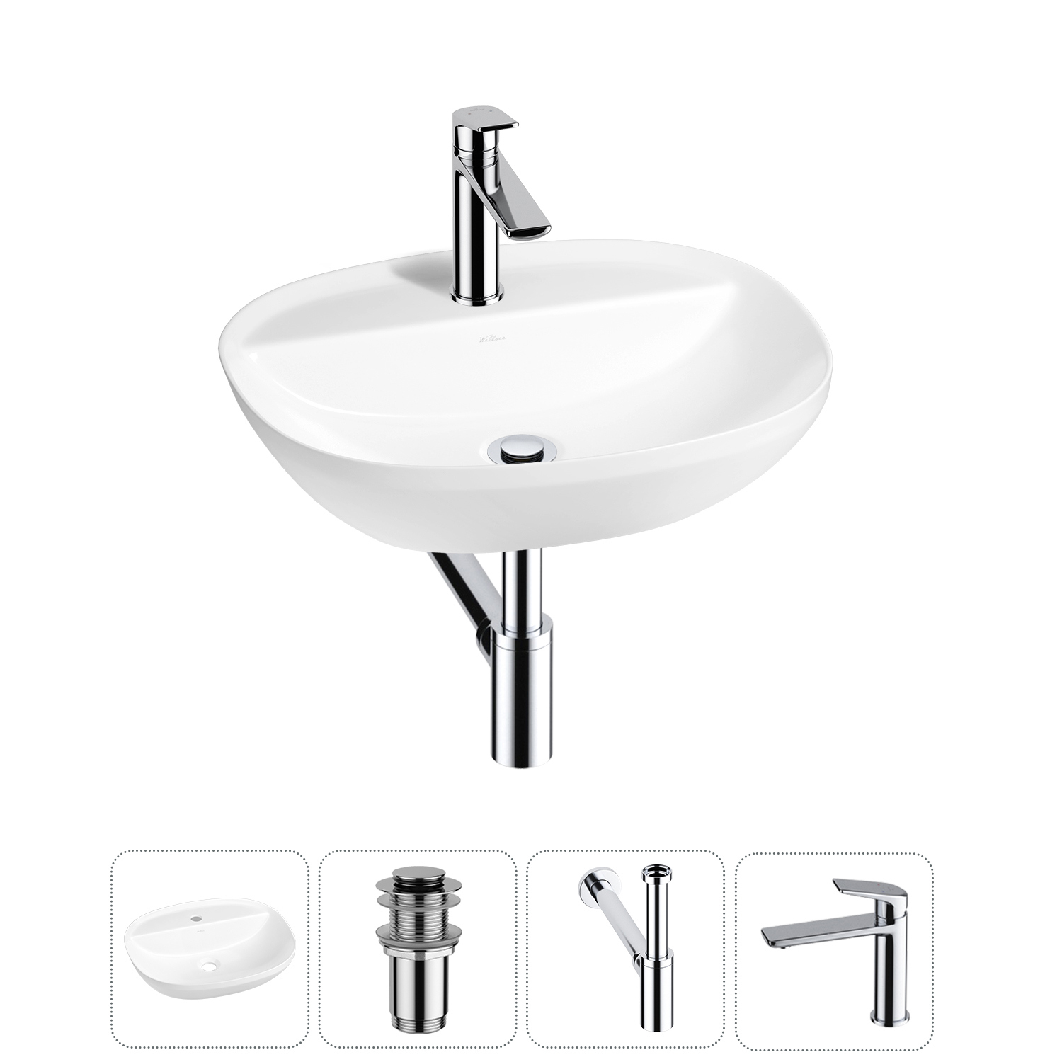 Изображение товара Раковина Wellsee cute twin R 20213346R 50 см с комплектом