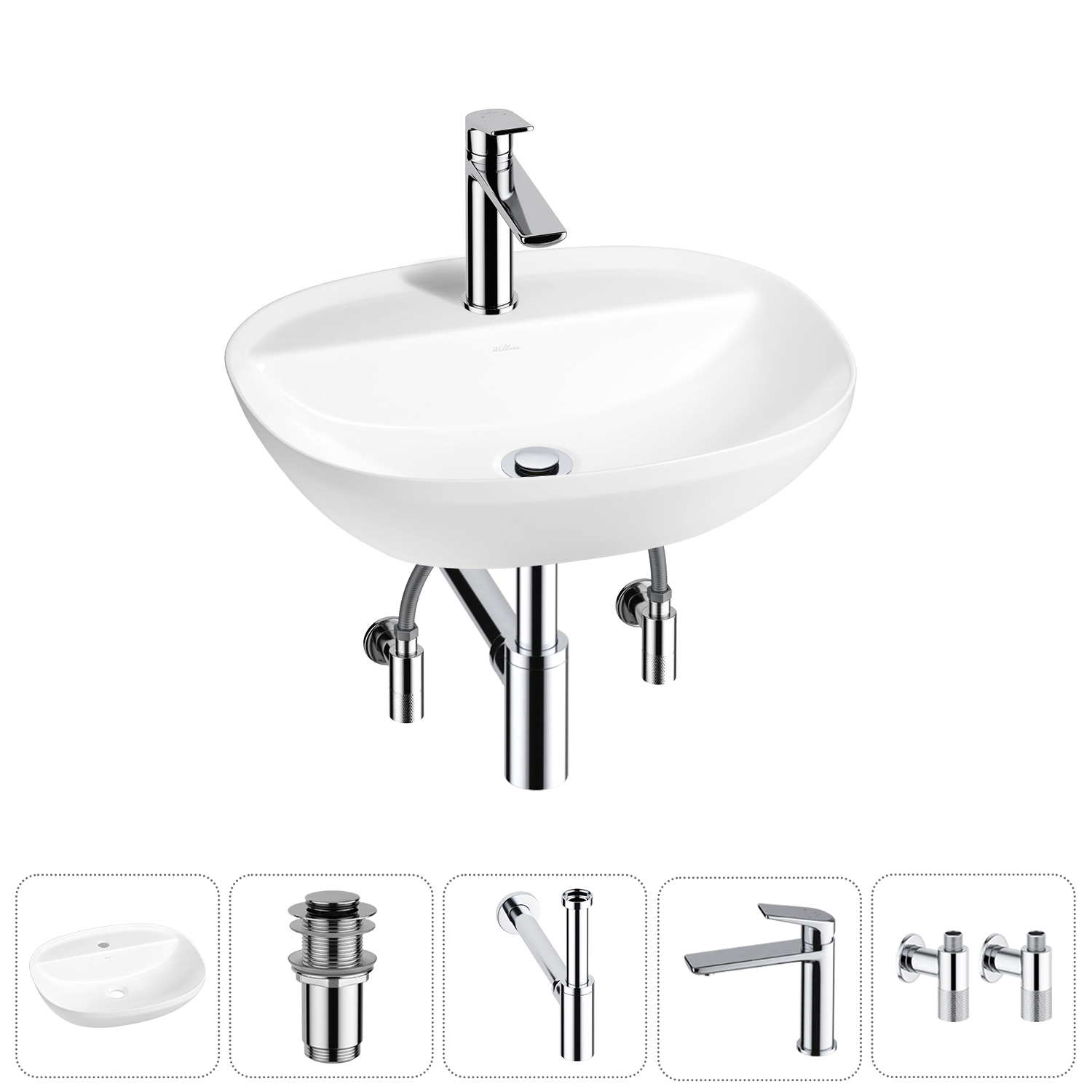Изображение товара Раковина Wellsee cute twin r 20213350R 50см с комплектом для монтажа