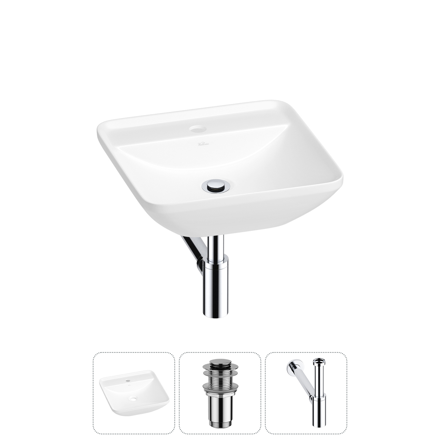 Изображение товара Раковина Wellsee cute twin s 20213358R 43см 3 в 1 глянцевая белая Польша