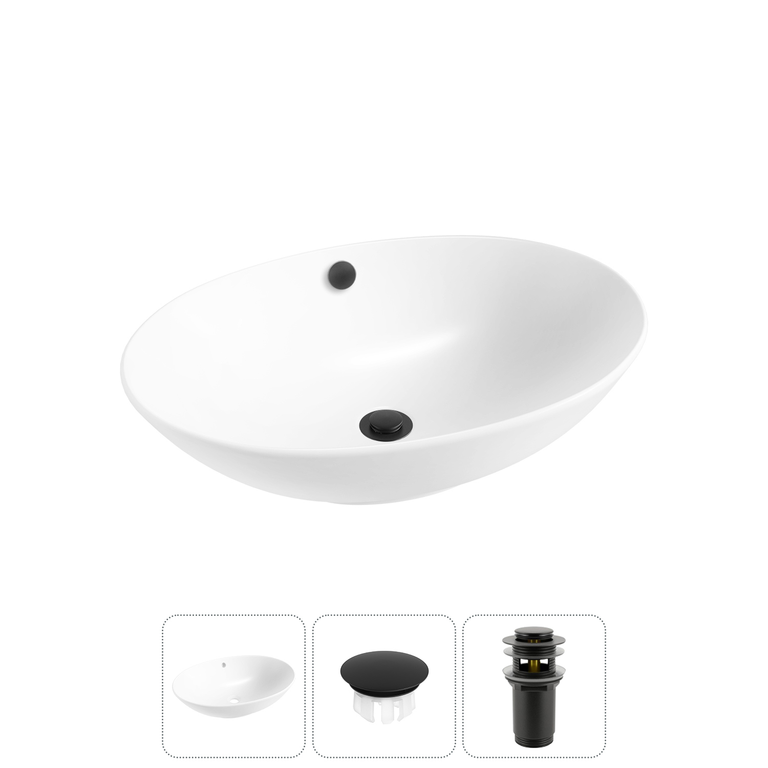 Изображение товара Раковина Wellsee Bliss 20216987R 63 см овальная белая с заглушкой