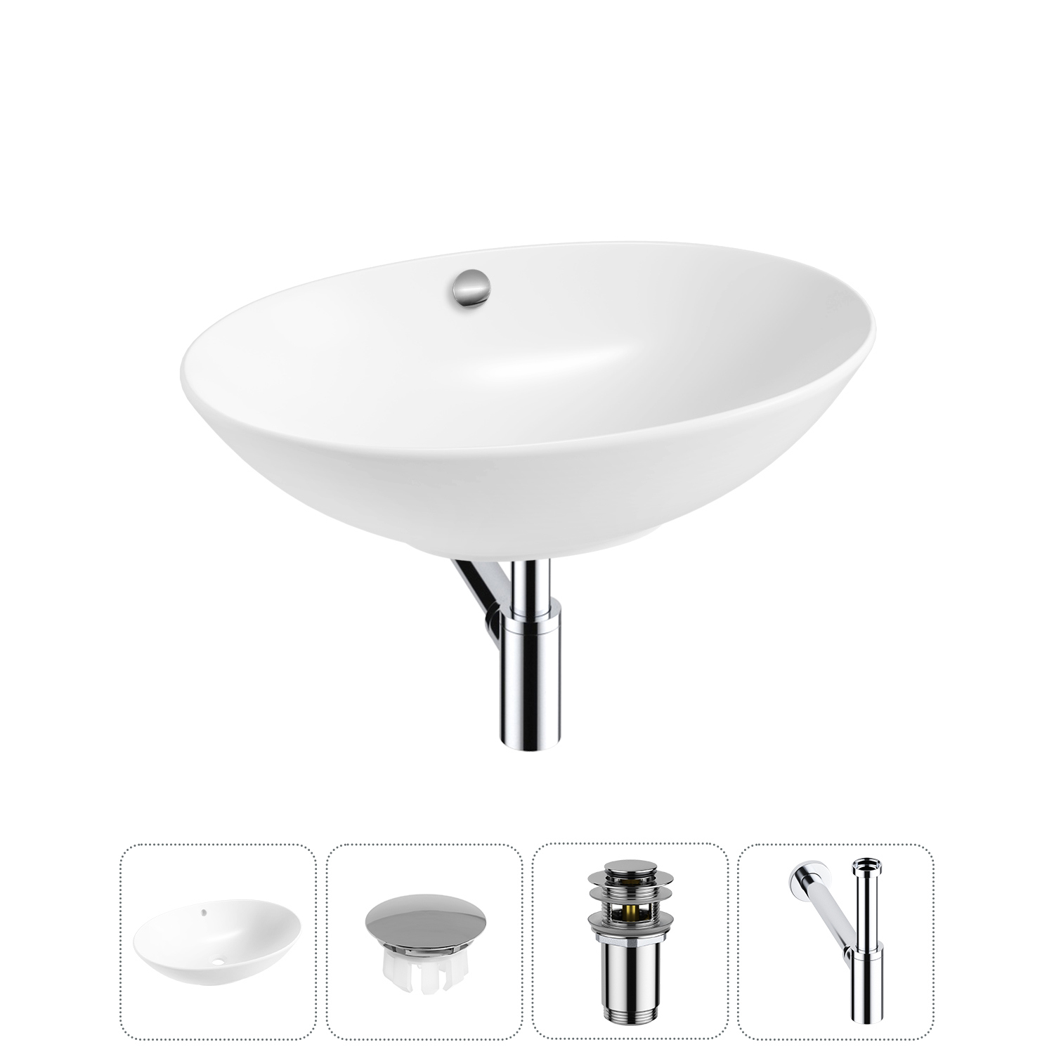 Изображение товара Раковина Wellsee bliss 20217044R 63 см с заглушкой и сифоном