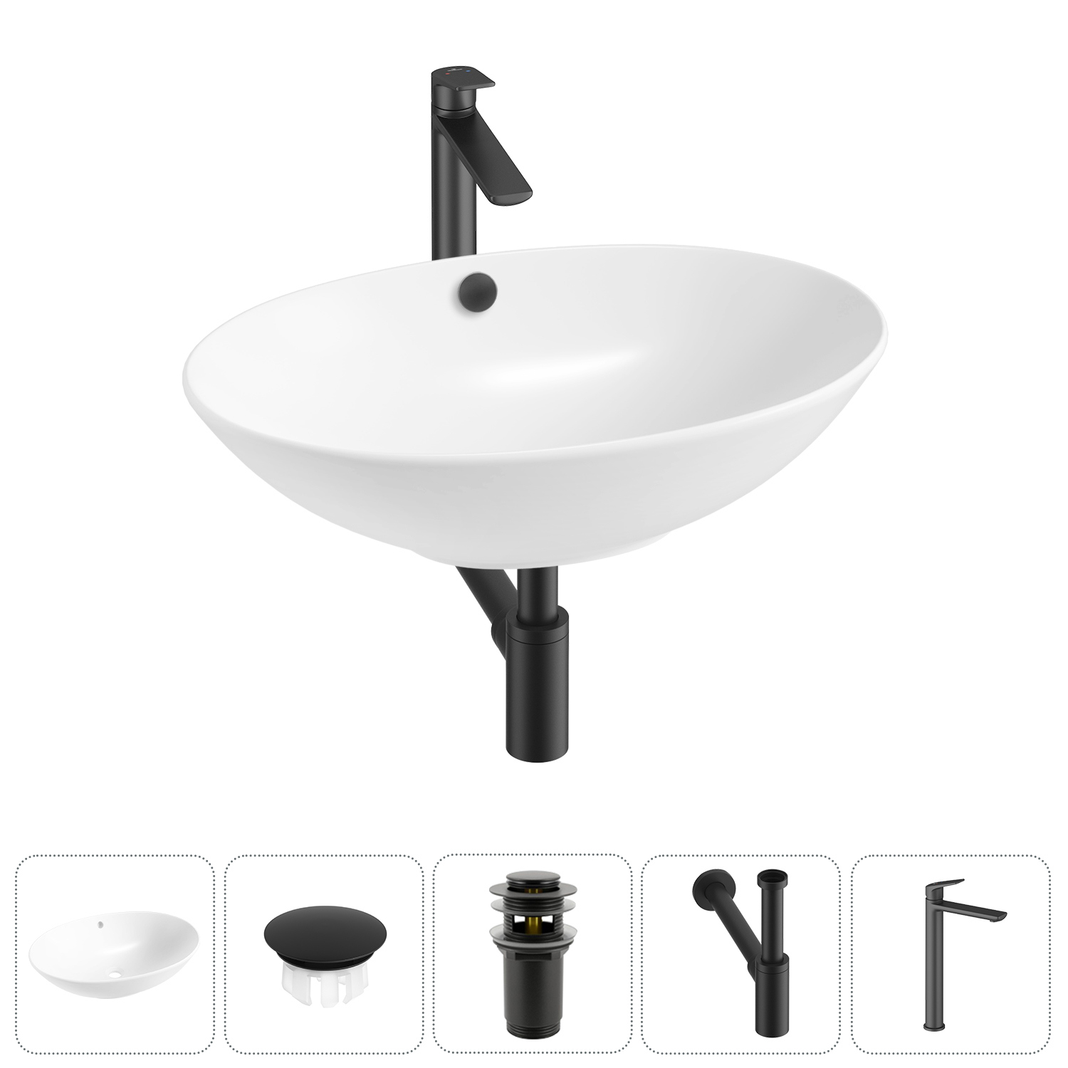 Изображение товара Раковина Wellsee Bliss 20217105R 63см овальная белая с комплектом