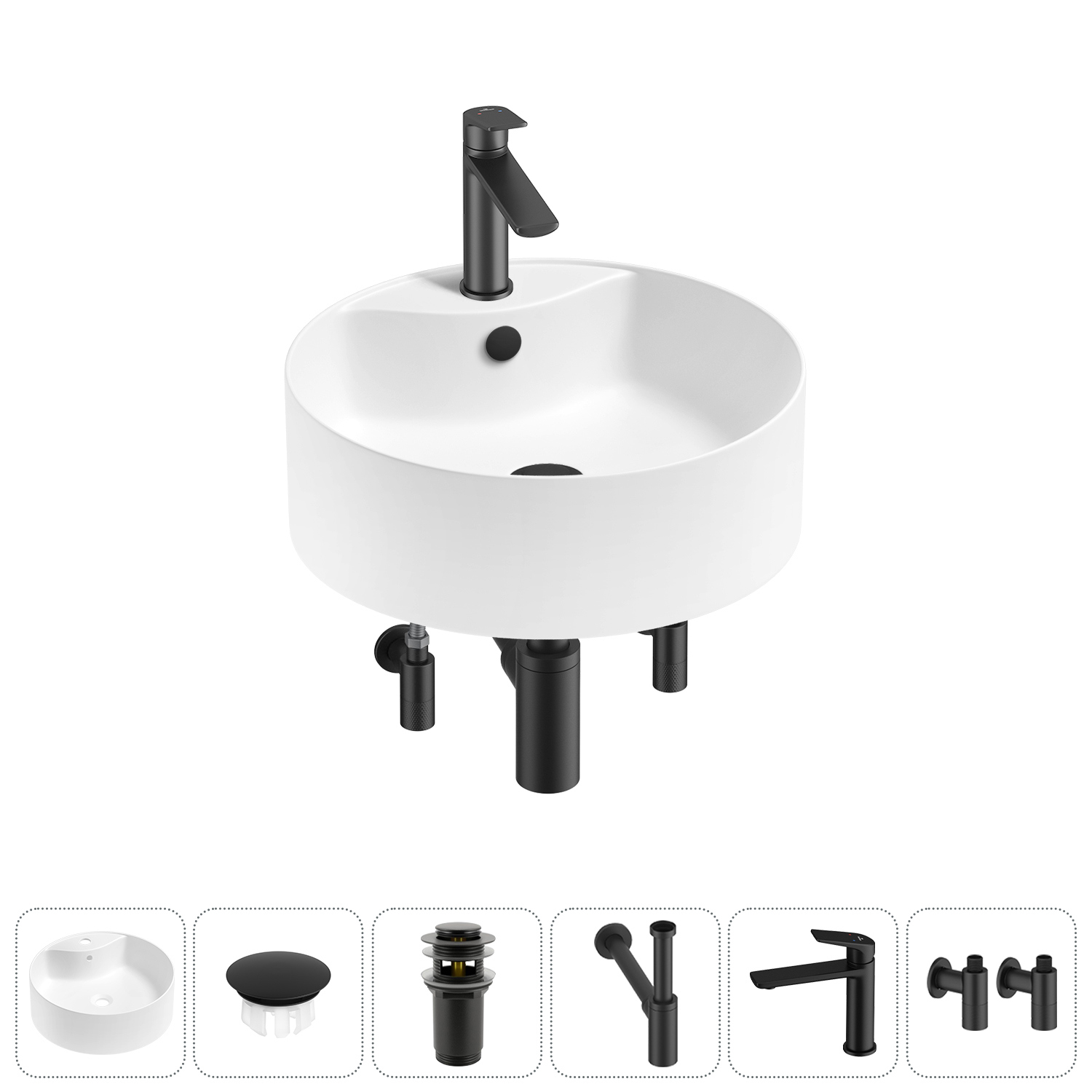 Изображение товара Раковина Wellsee Praxis 20217152R 40см с донным клапаном