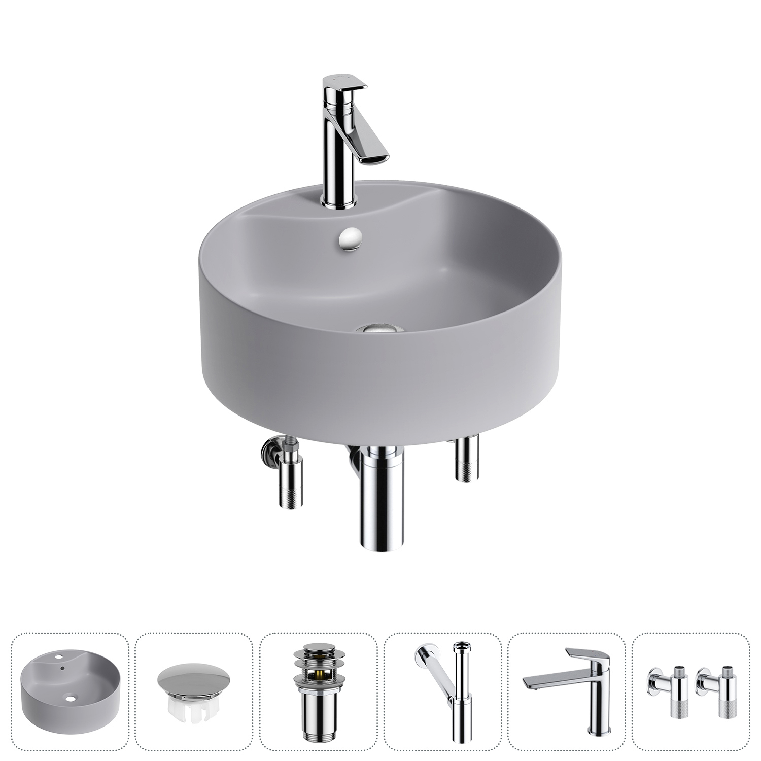 Изображение товара Раковина Wellsee praxis 20217161R 40см с комплектом для установки