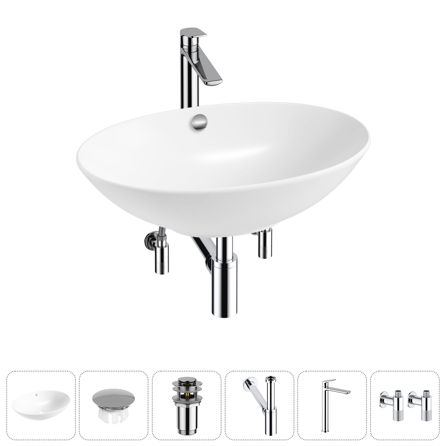 Изображение товара Раковина Wellsee bliss 20217162R 63 см белая с комплектом