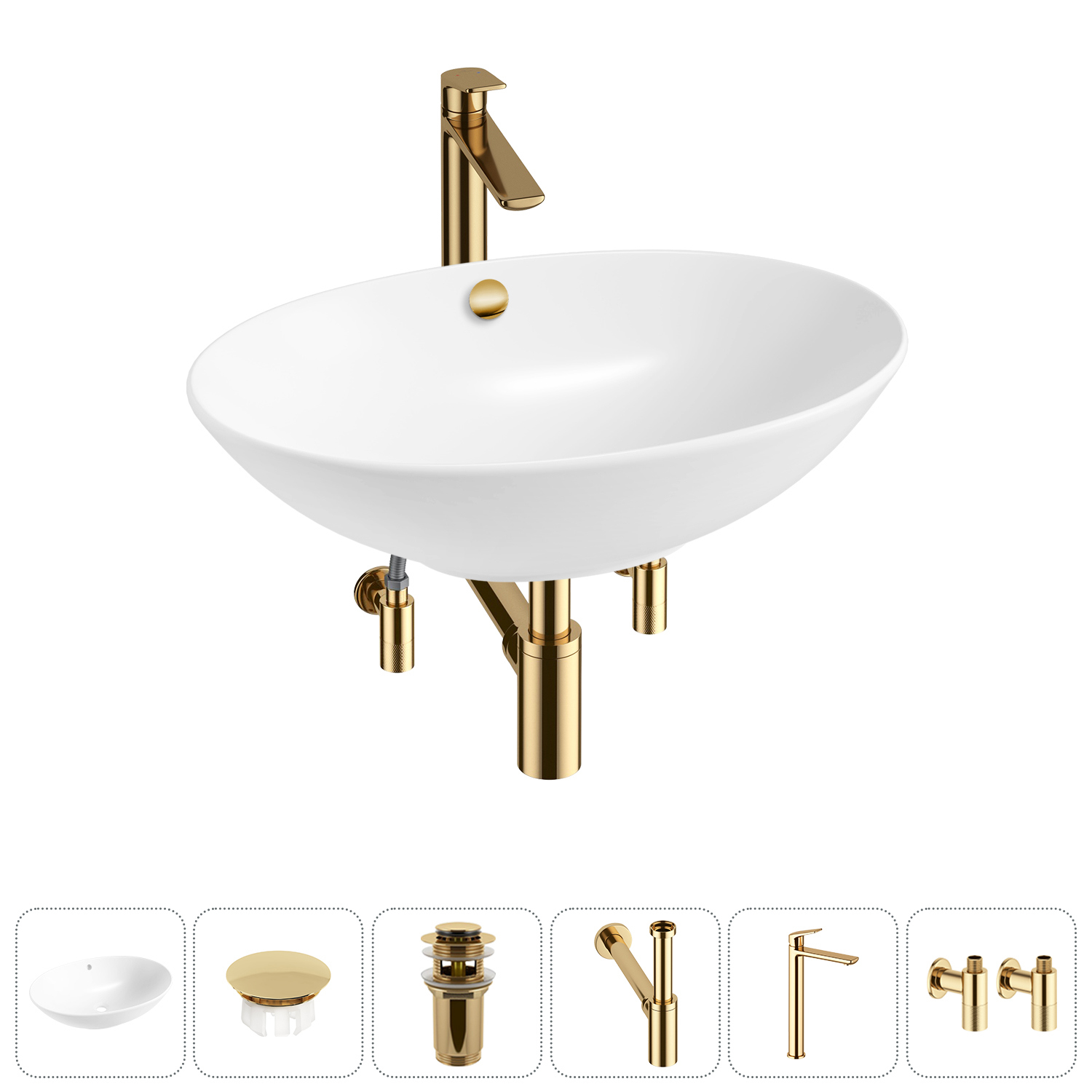 Изображение товара Раковина Wellsee bliss 20217165R 63 см с комплектом и дизайном 6 в 1