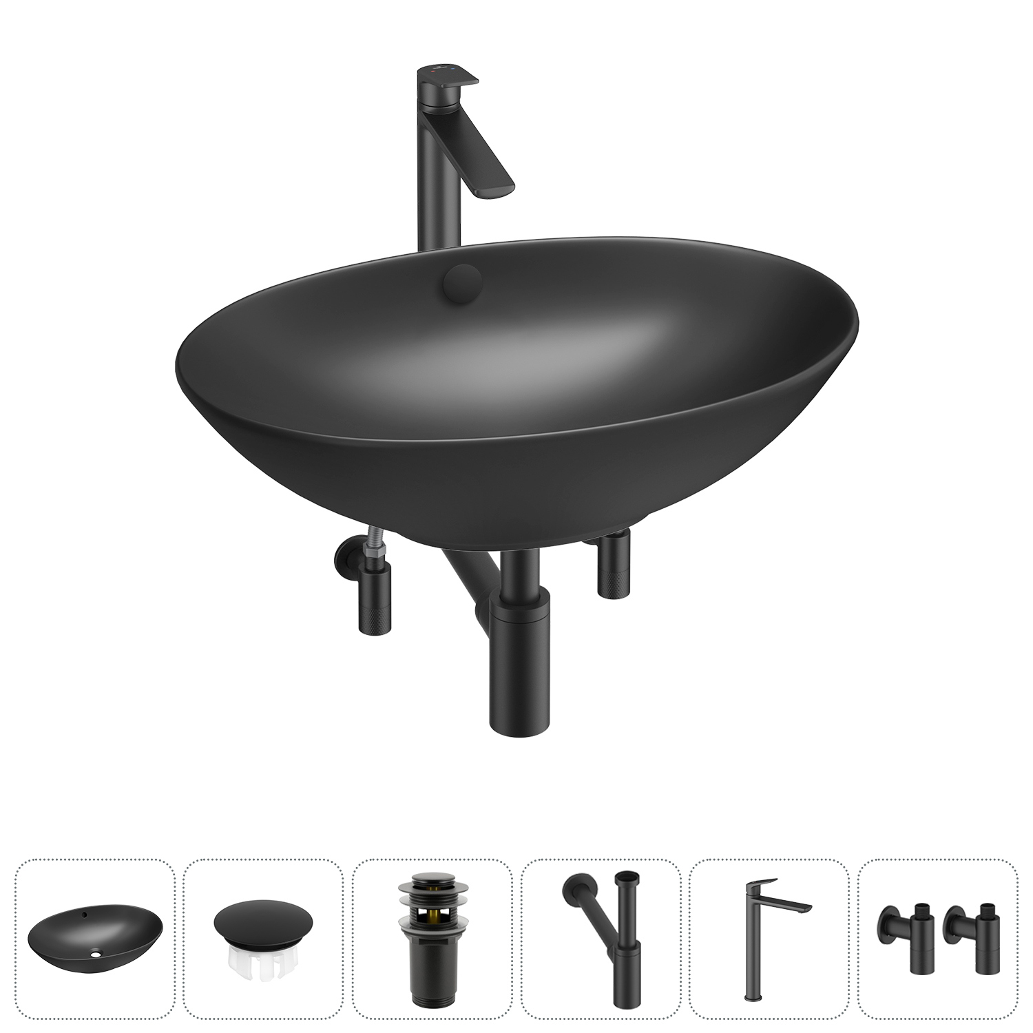 Изображение товара Раковина Wellsee Bliss 20217167R 63 см черная овал пластик керамика